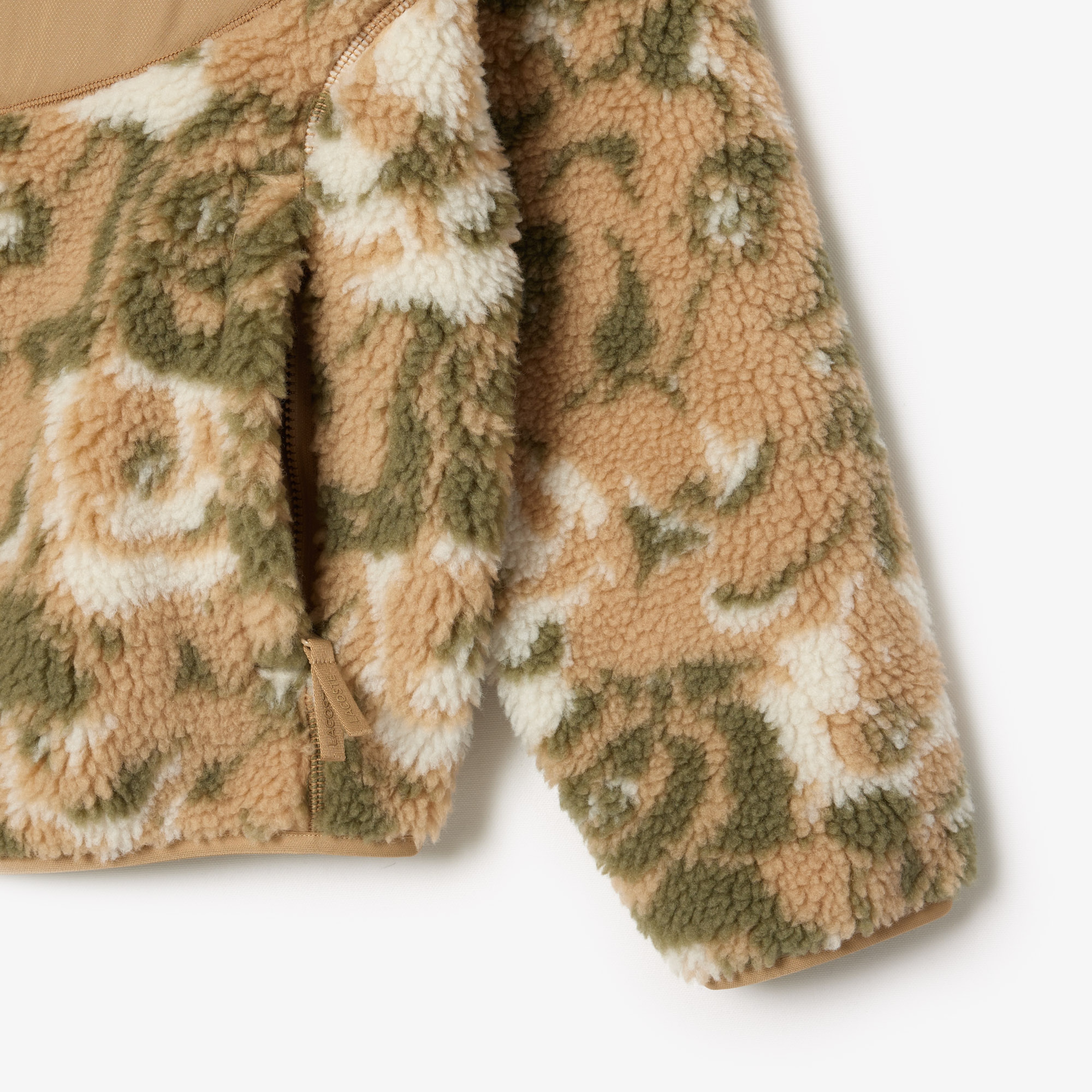 Erkek Dik Yaka Desenli Bej Mont