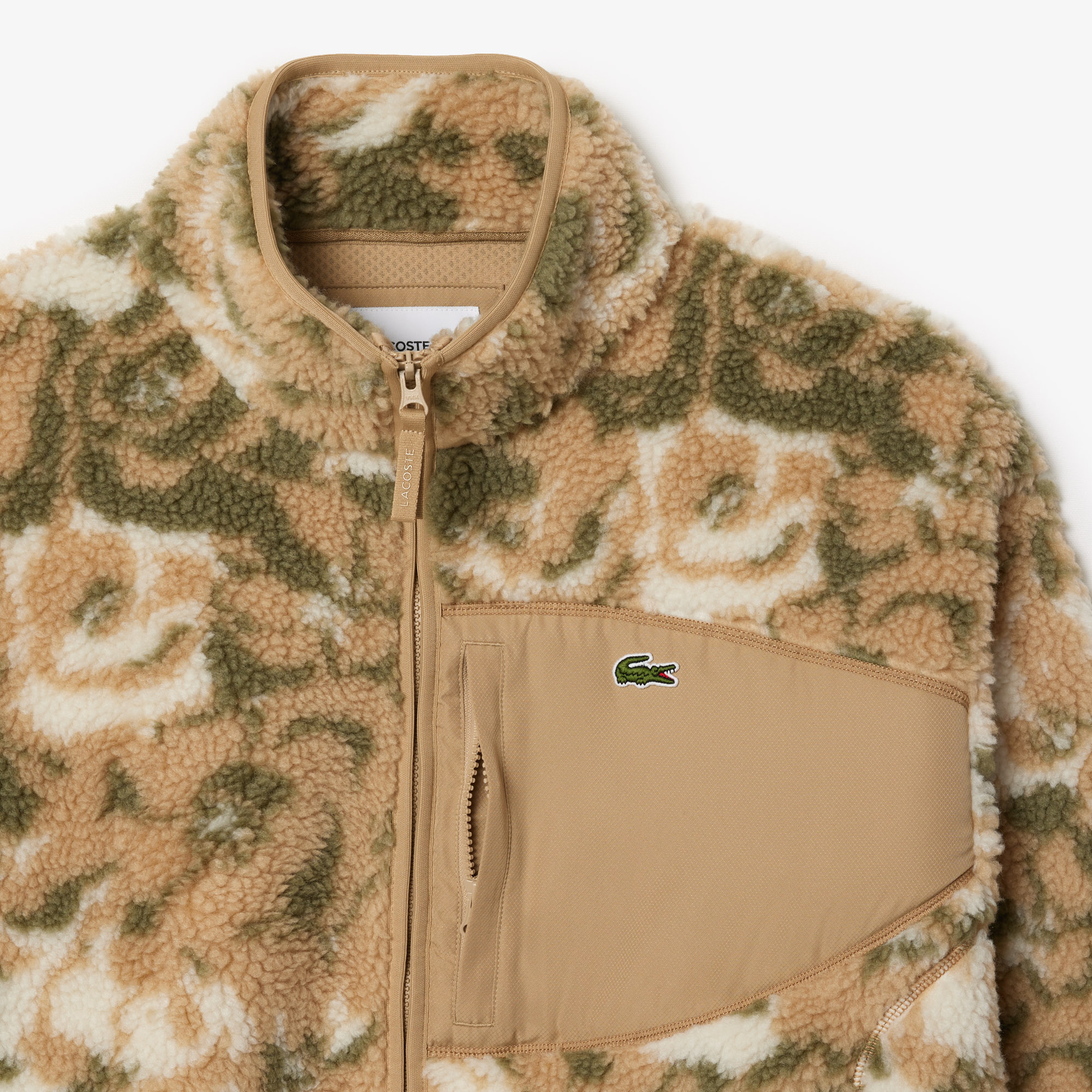 Erkek Dik Yaka Desenli Bej Mont