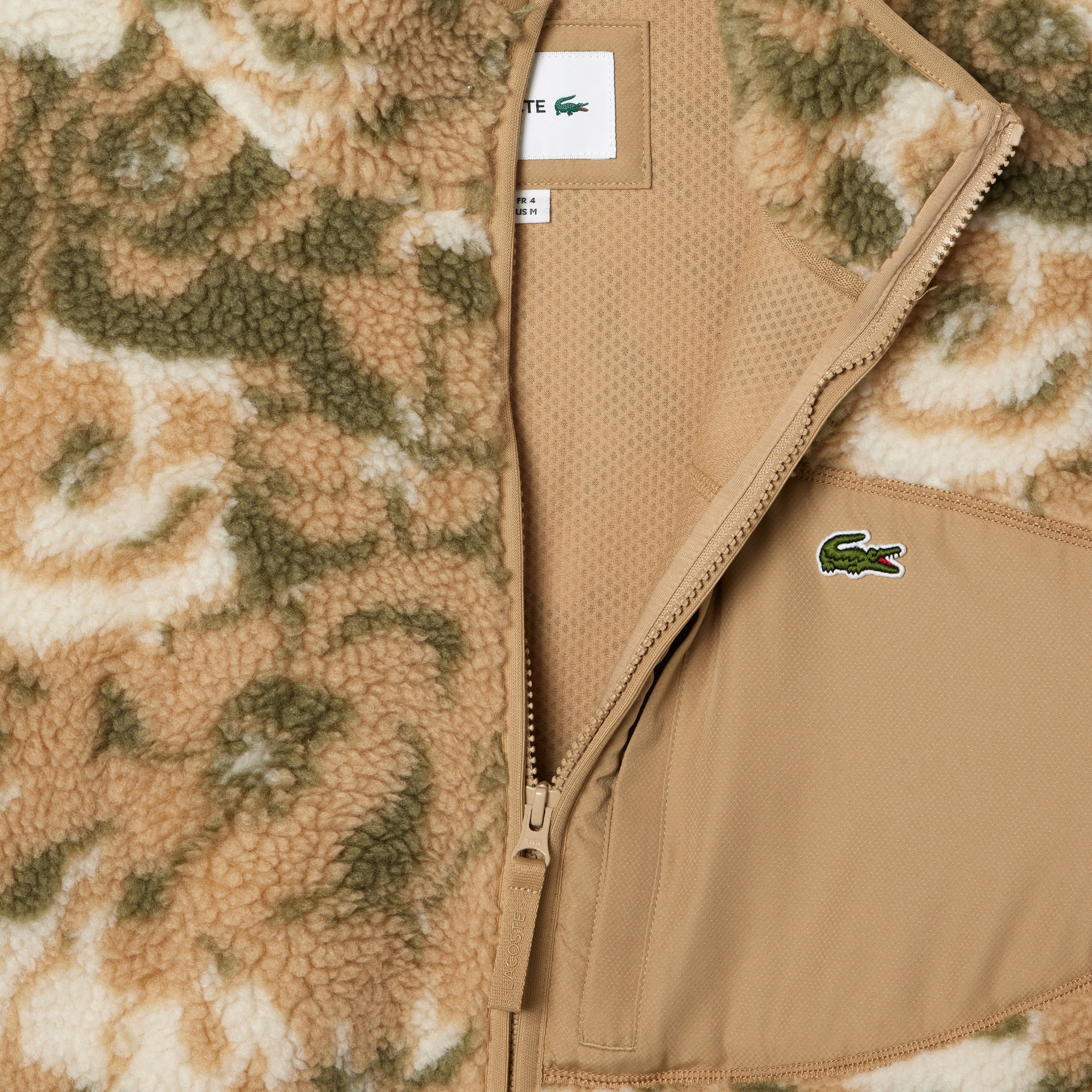 Erkek Dik Yaka Desenli Bej Mont