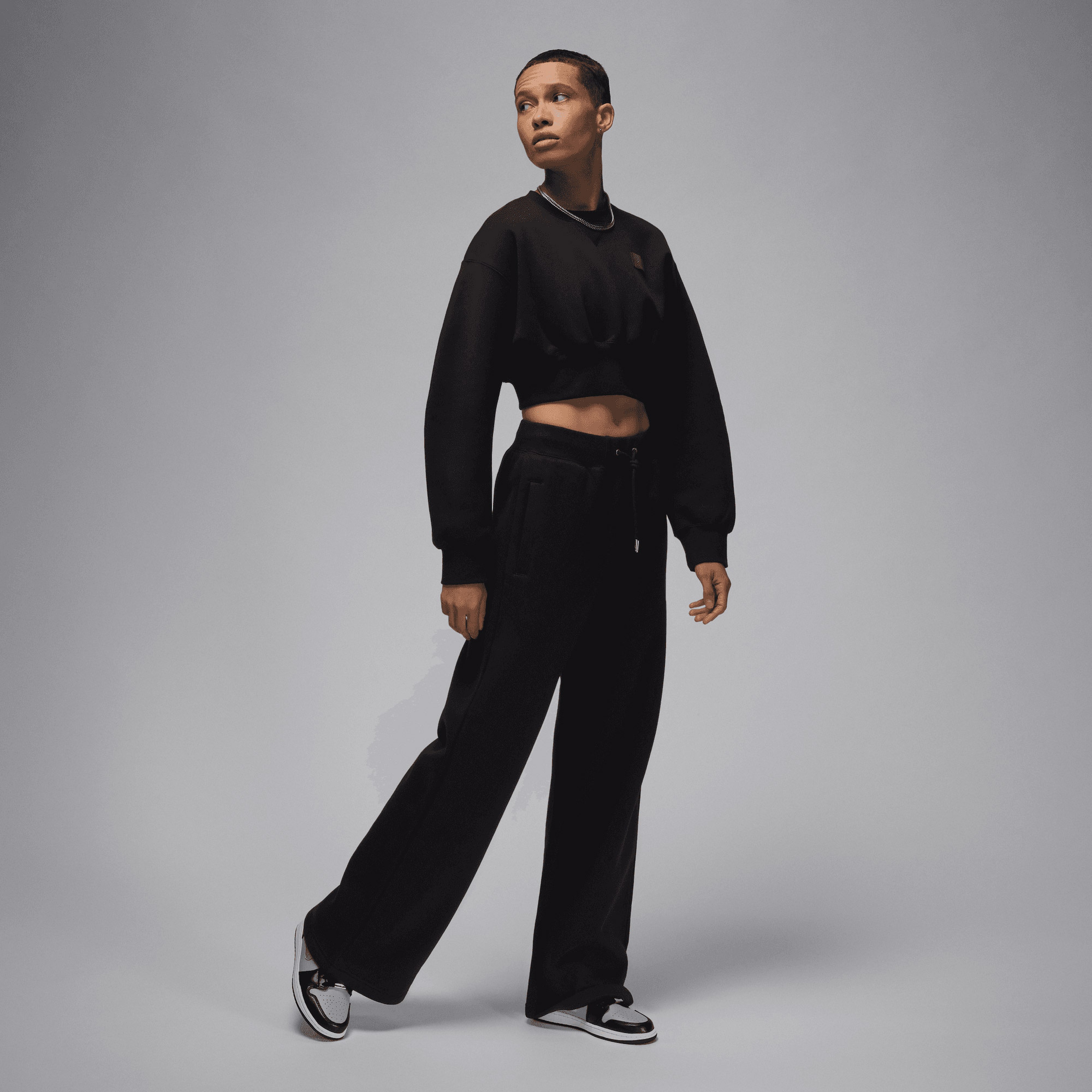 Jordan Flight Fleece Top 24 Kadın Siyah Sweatshirt