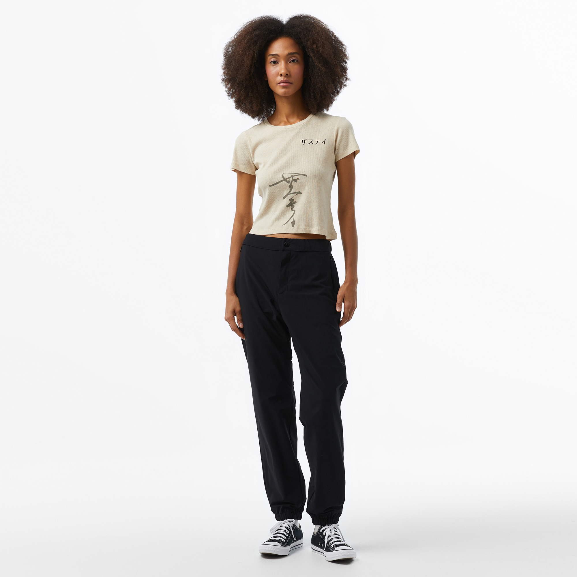 The Stay Line Orino Japon Baskı Detaylı Kadın Krem T-Shirt