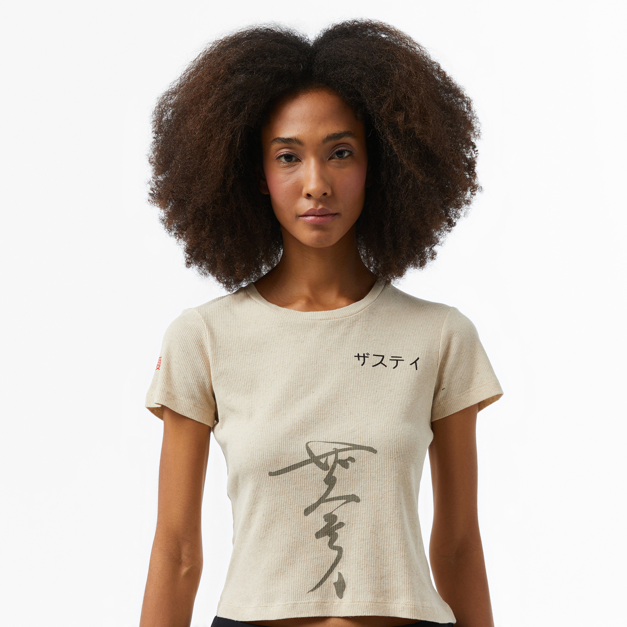 The Stay Line Orino Japon Baskı Detaylı Kadın Krem T-Shirt