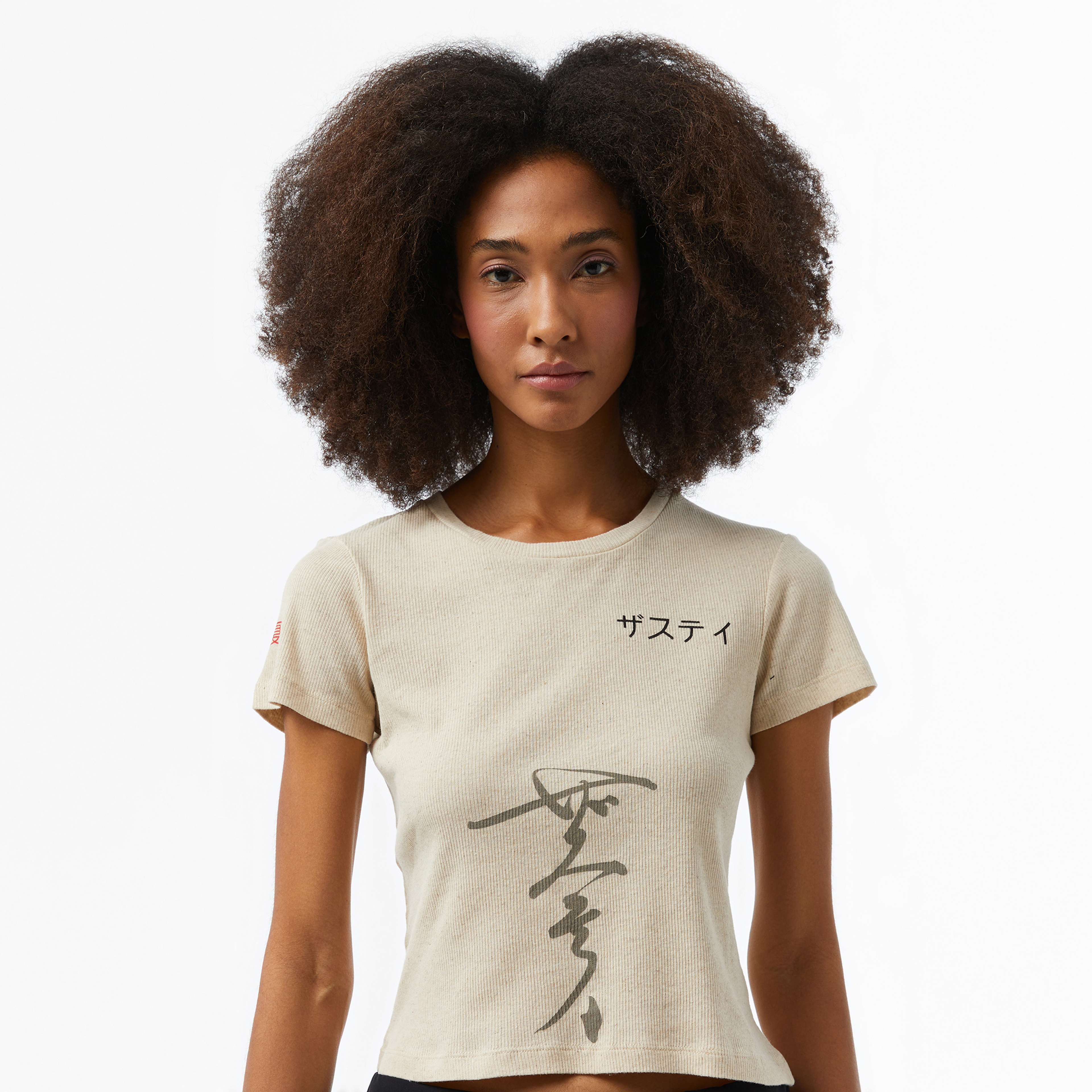 The Stay Line Orino Japon Baskı Detaylı Kadın Krem T-Shirt