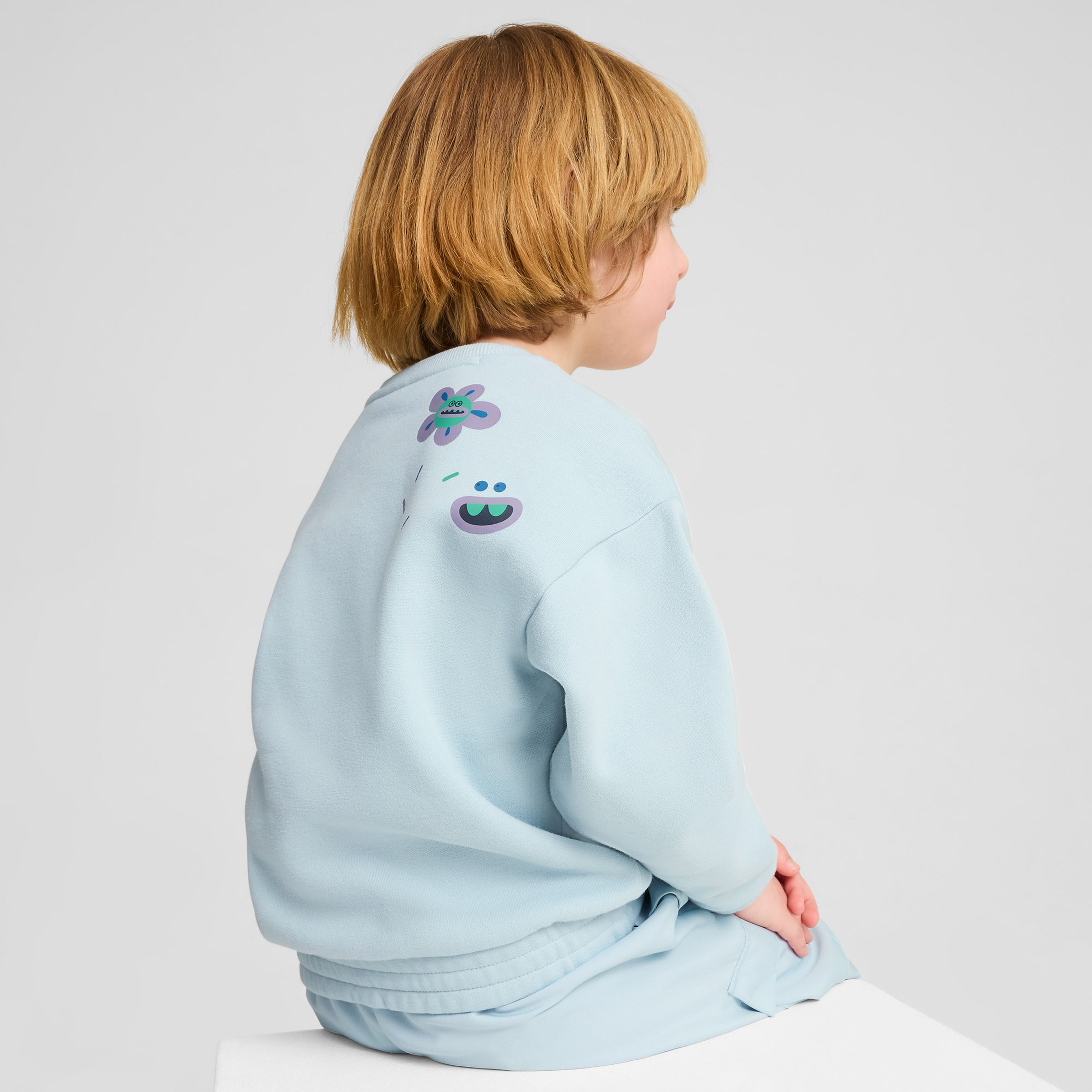 Puma X Trolls Graphic Crew Çocuk Mavi Sweatshirt