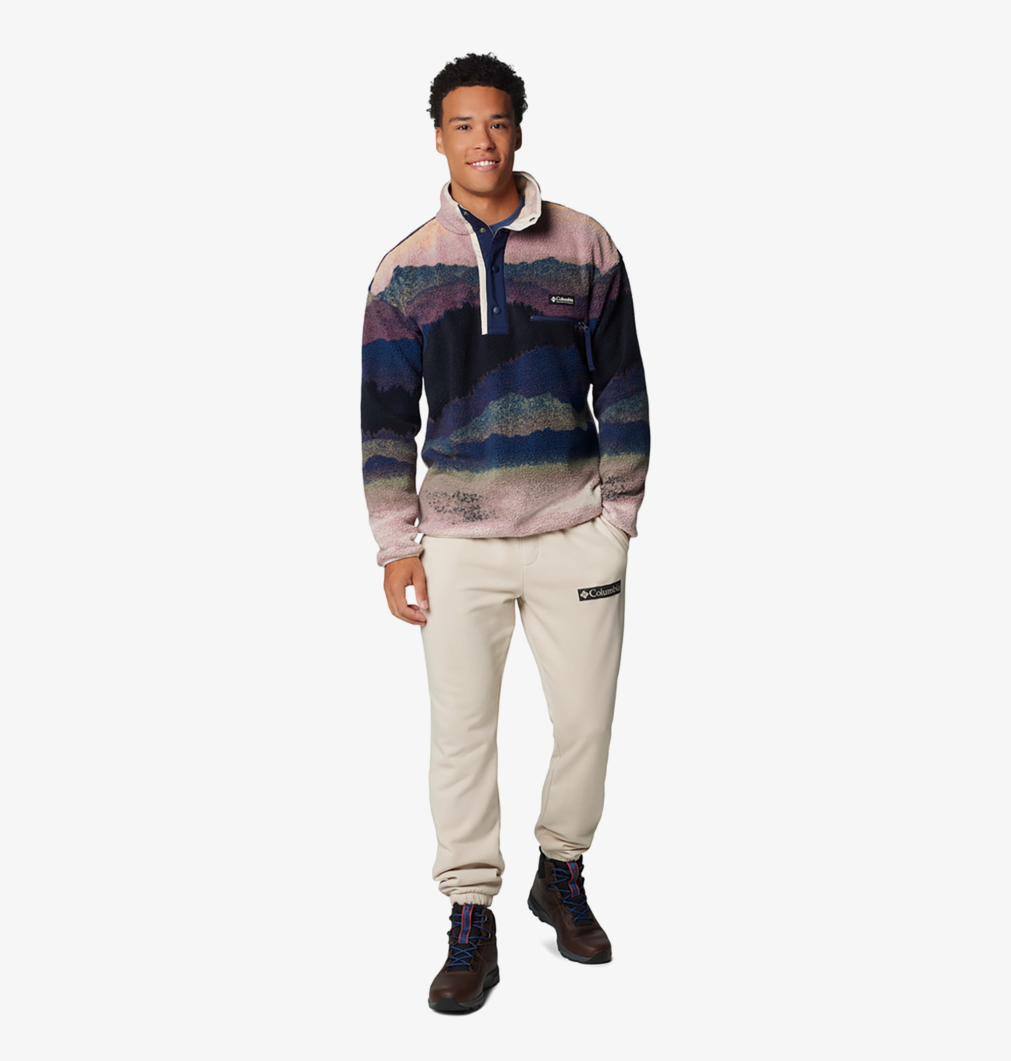 Columbia Helvetia II Printed Half Snap Fleece Erkek Lacivert