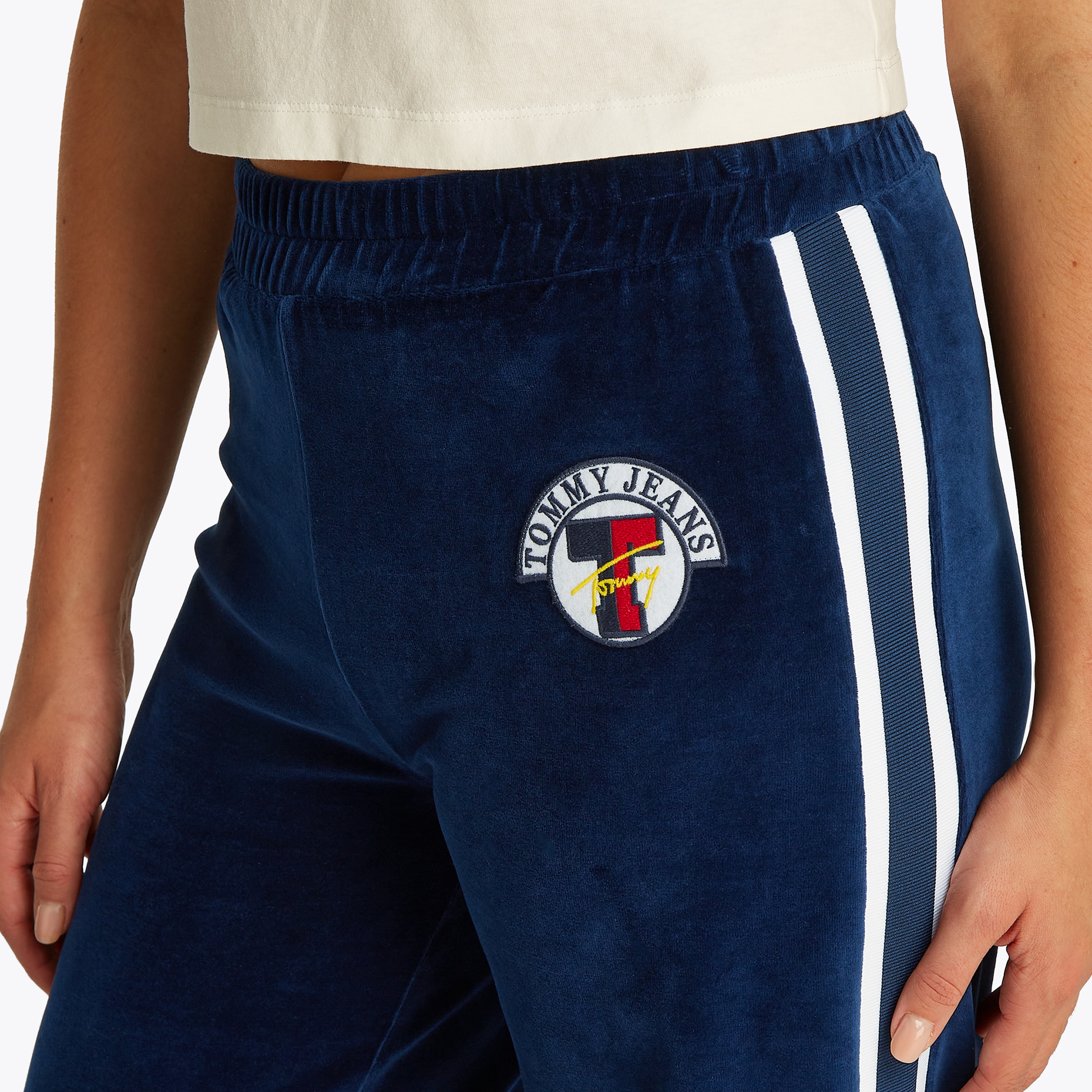 Tommy Hilfiger Tjw Velvet Side Strip Kadın Mavi Eşofman Altı