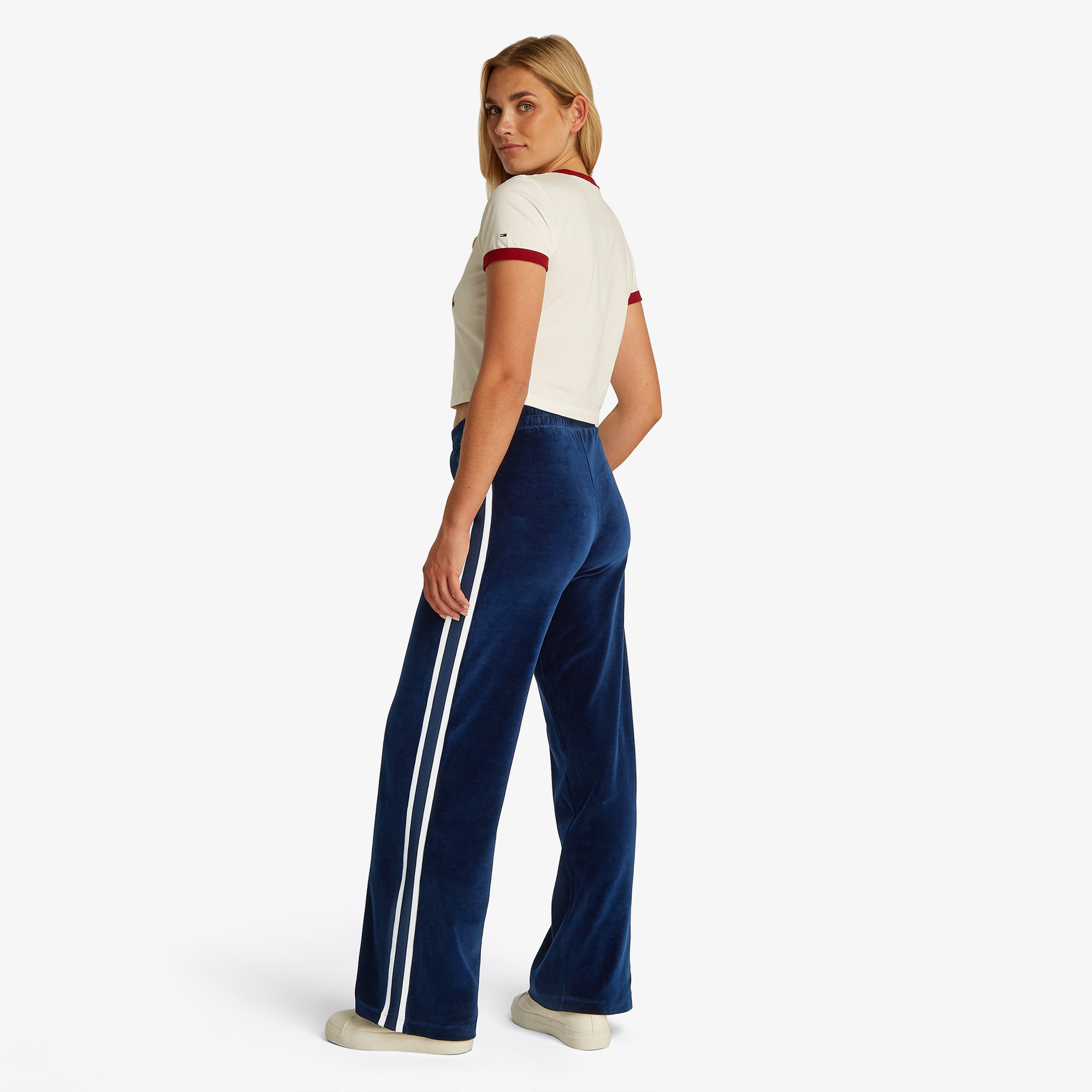 Tommy Hilfiger Tjw Velvet Side Strip Kadın Mavi Eşofman Altı