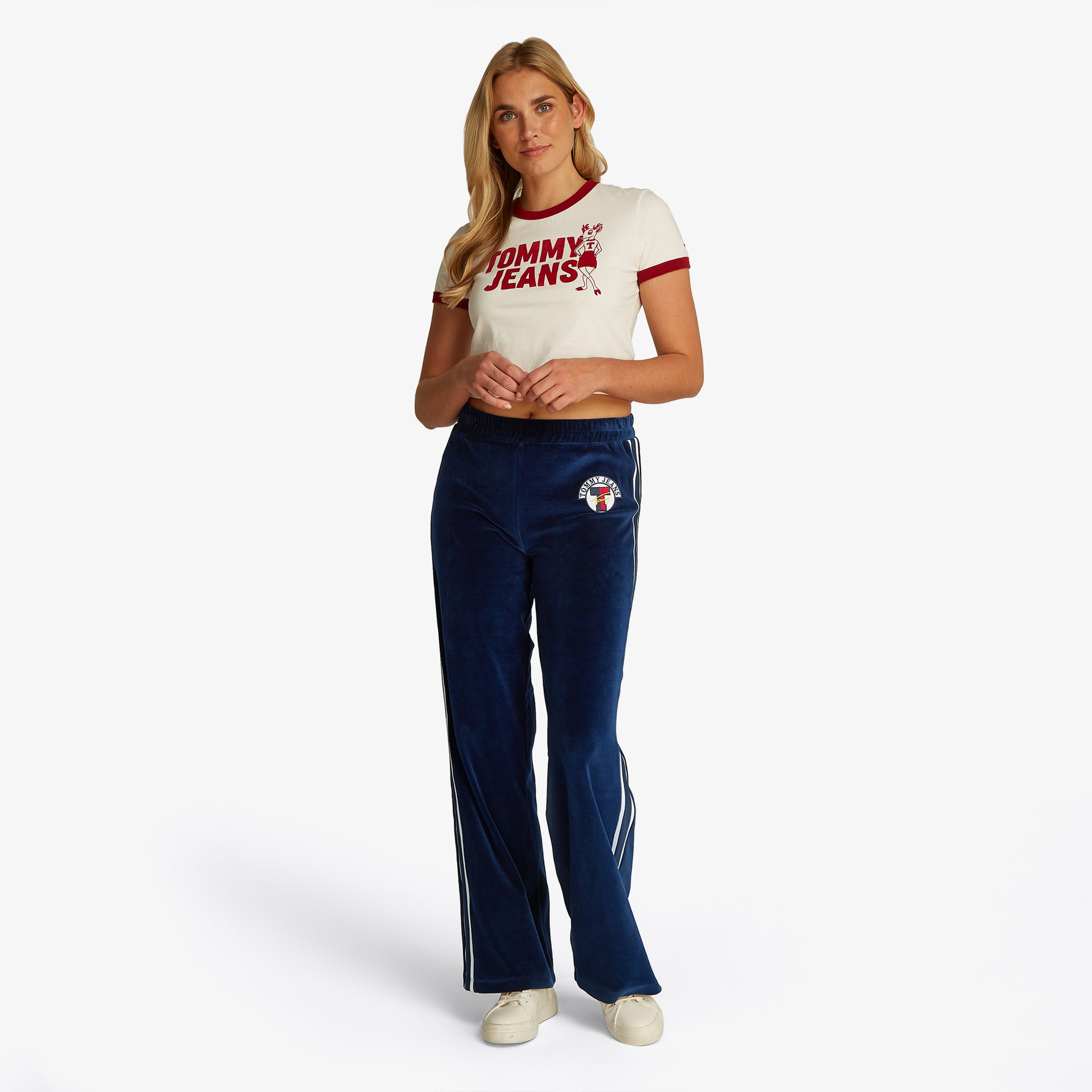 Tommy Hilfiger Tjw Velvet Side Strip Kadın Mavi Eşofman Altı