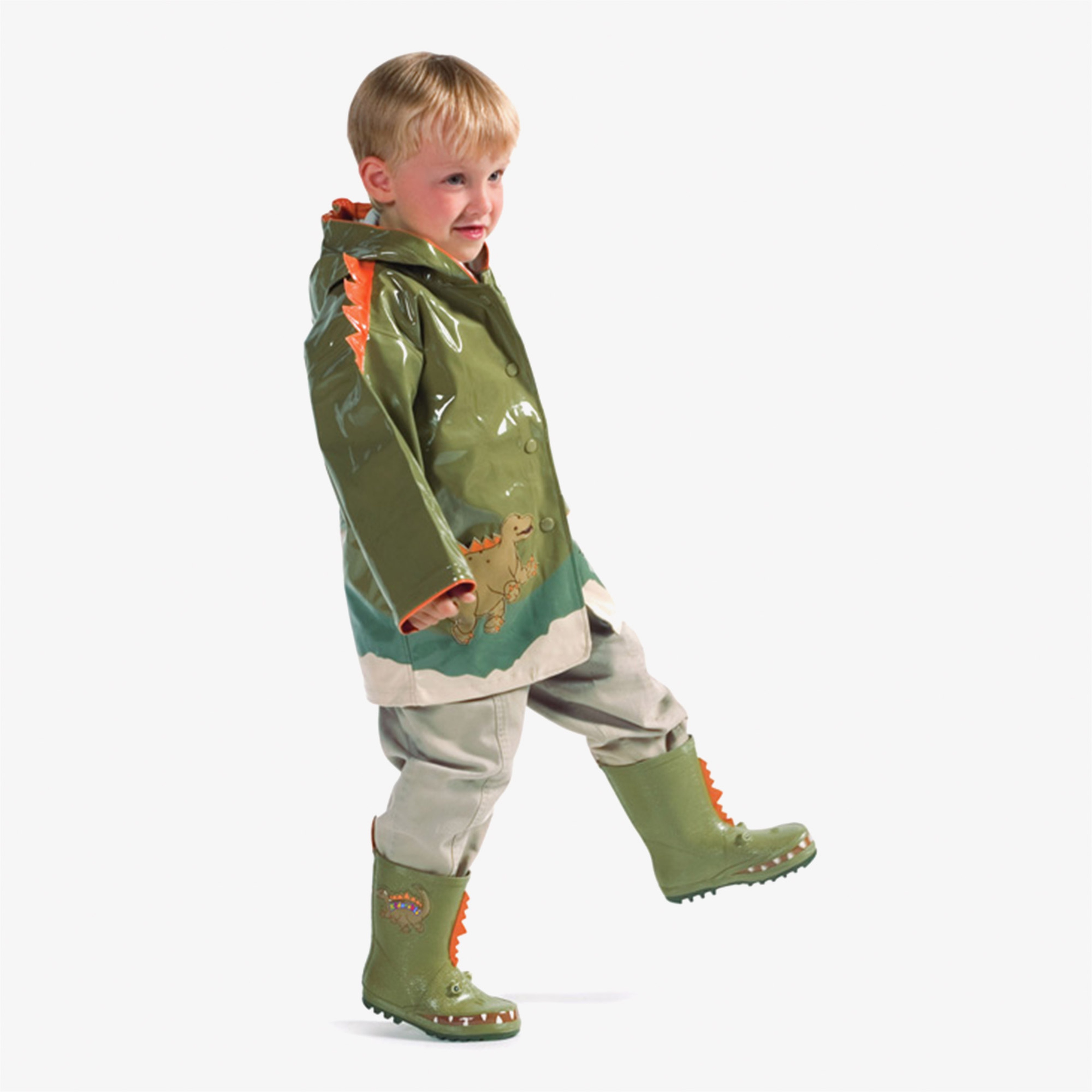 Kidorable Dinazor Çocuk Yeşil Yağmurluk