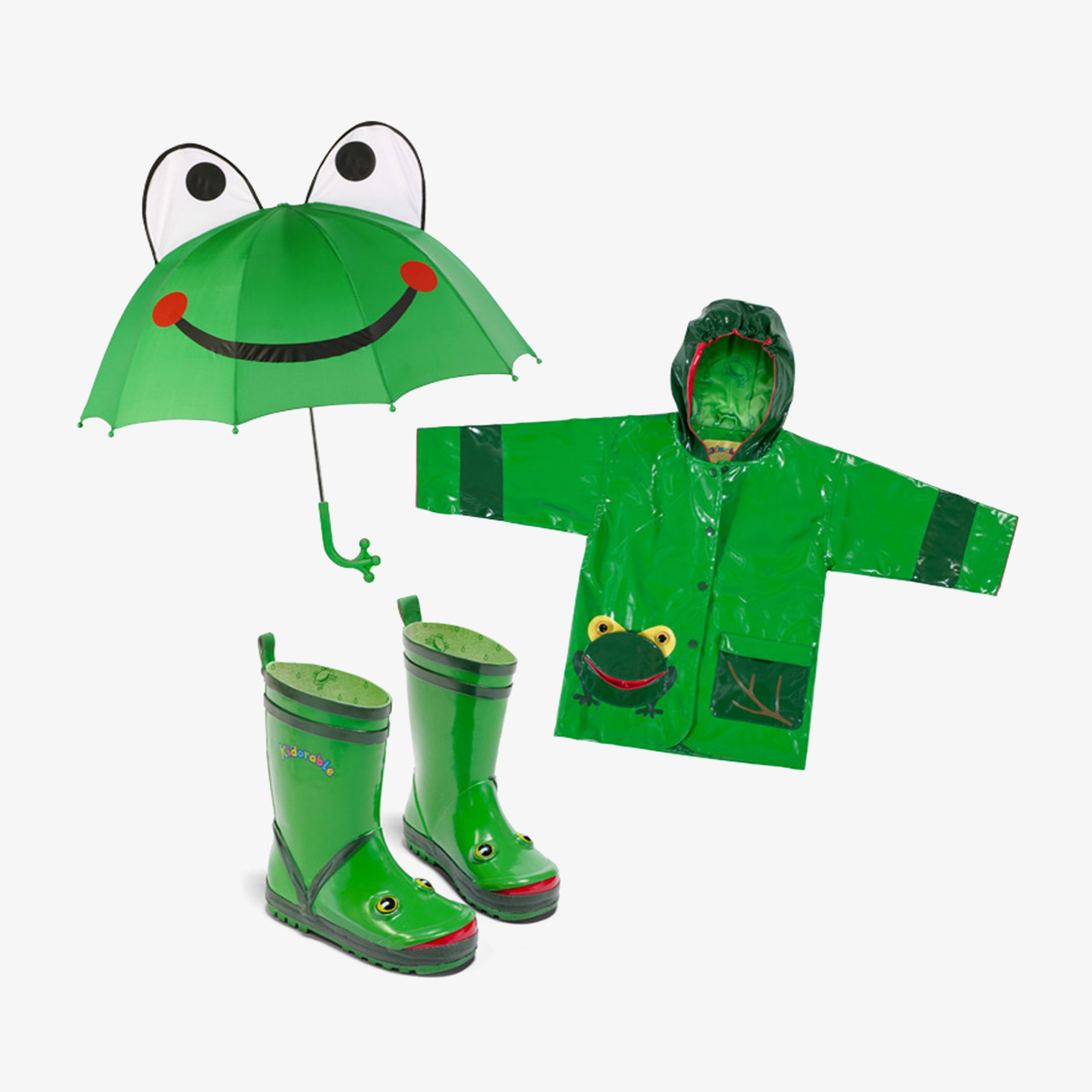 Kidorable Kurbağa Çocuk Yeşil Yağmurluk