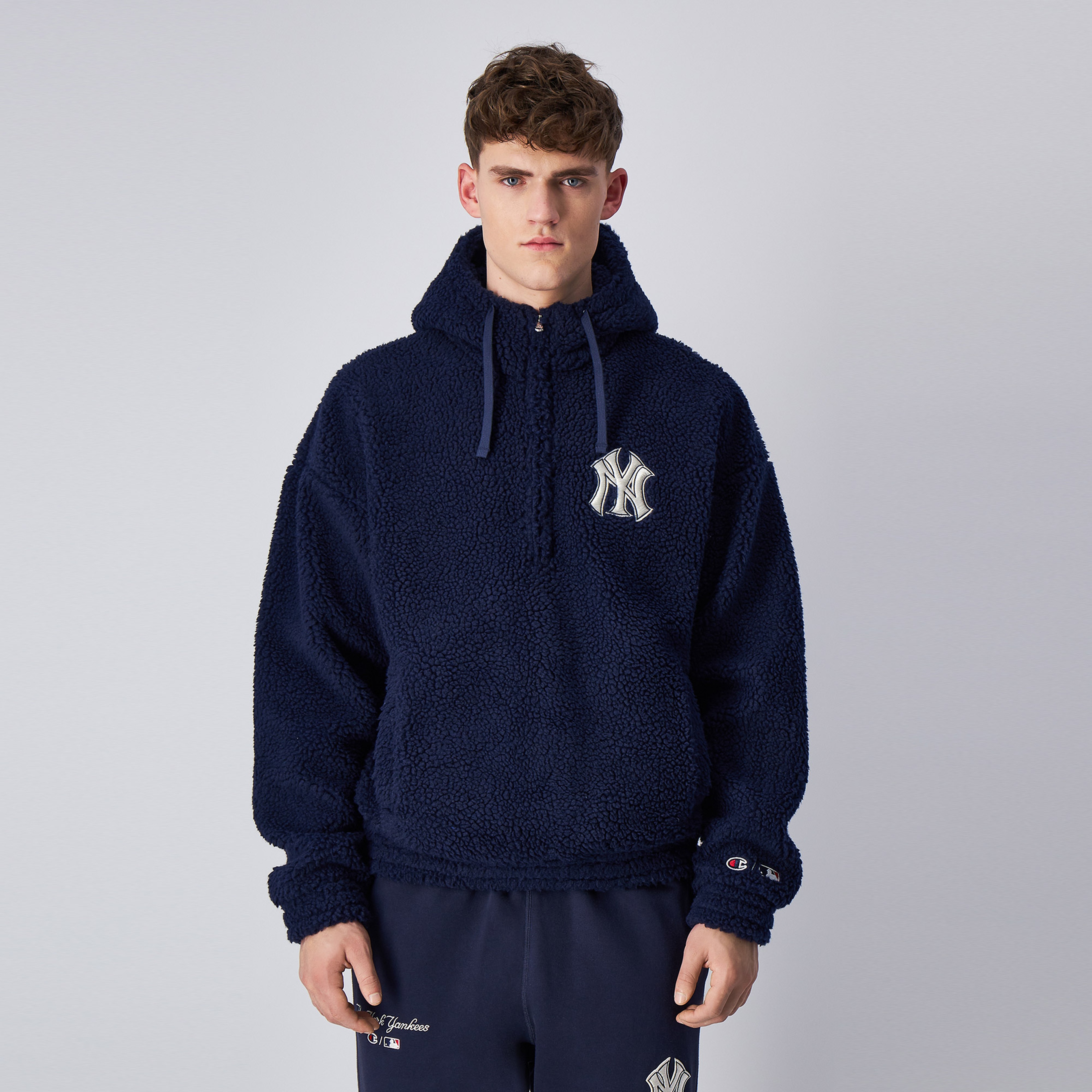 Champion Hooded Half Zip Erkek Lacivert Hoodie