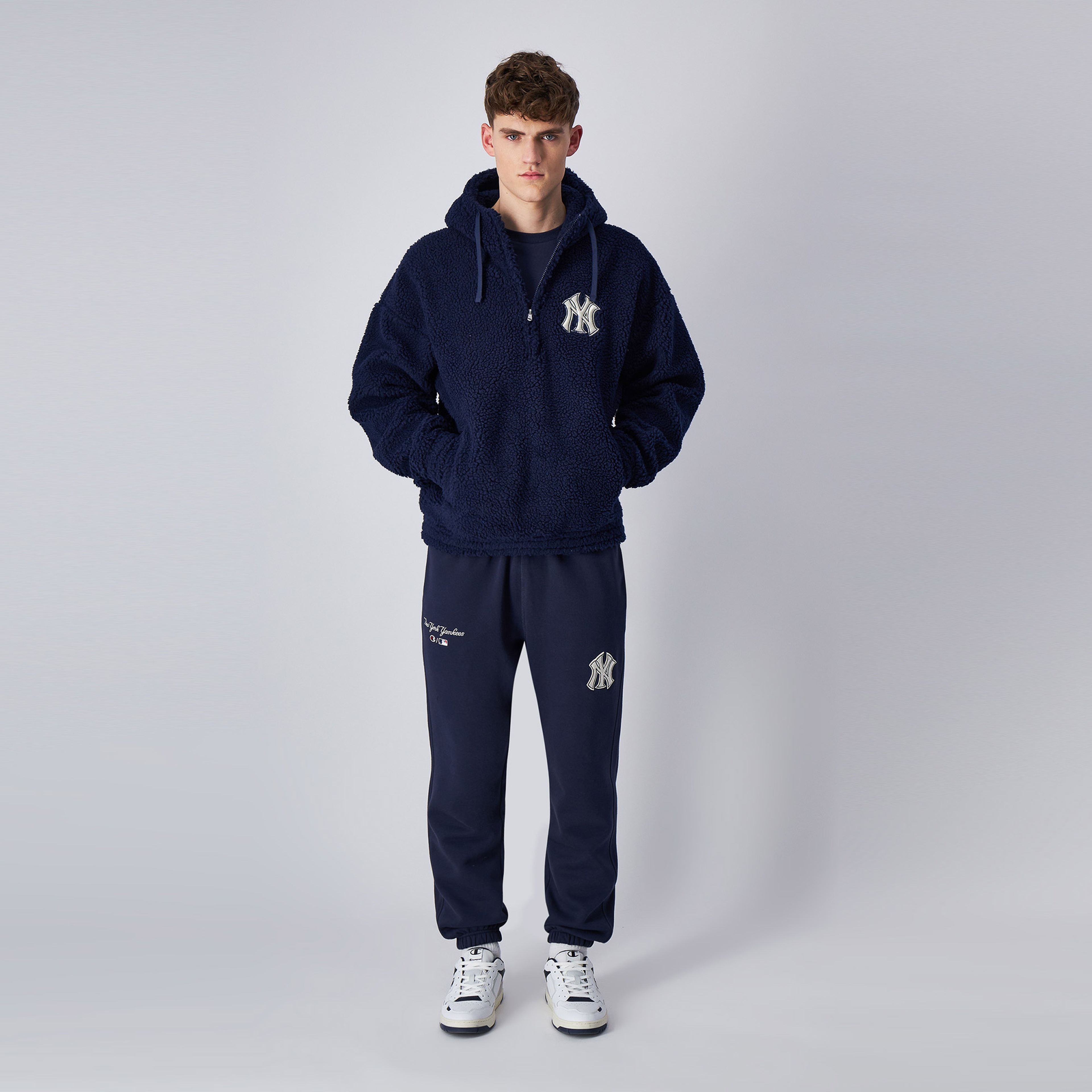 Champion Hooded Half Zip Erkek Lacivert Hoodie