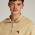 Tommy Hilfiger Tjm Rlx Badge 1/4 Zip Erkek Bej Sweatshirt
