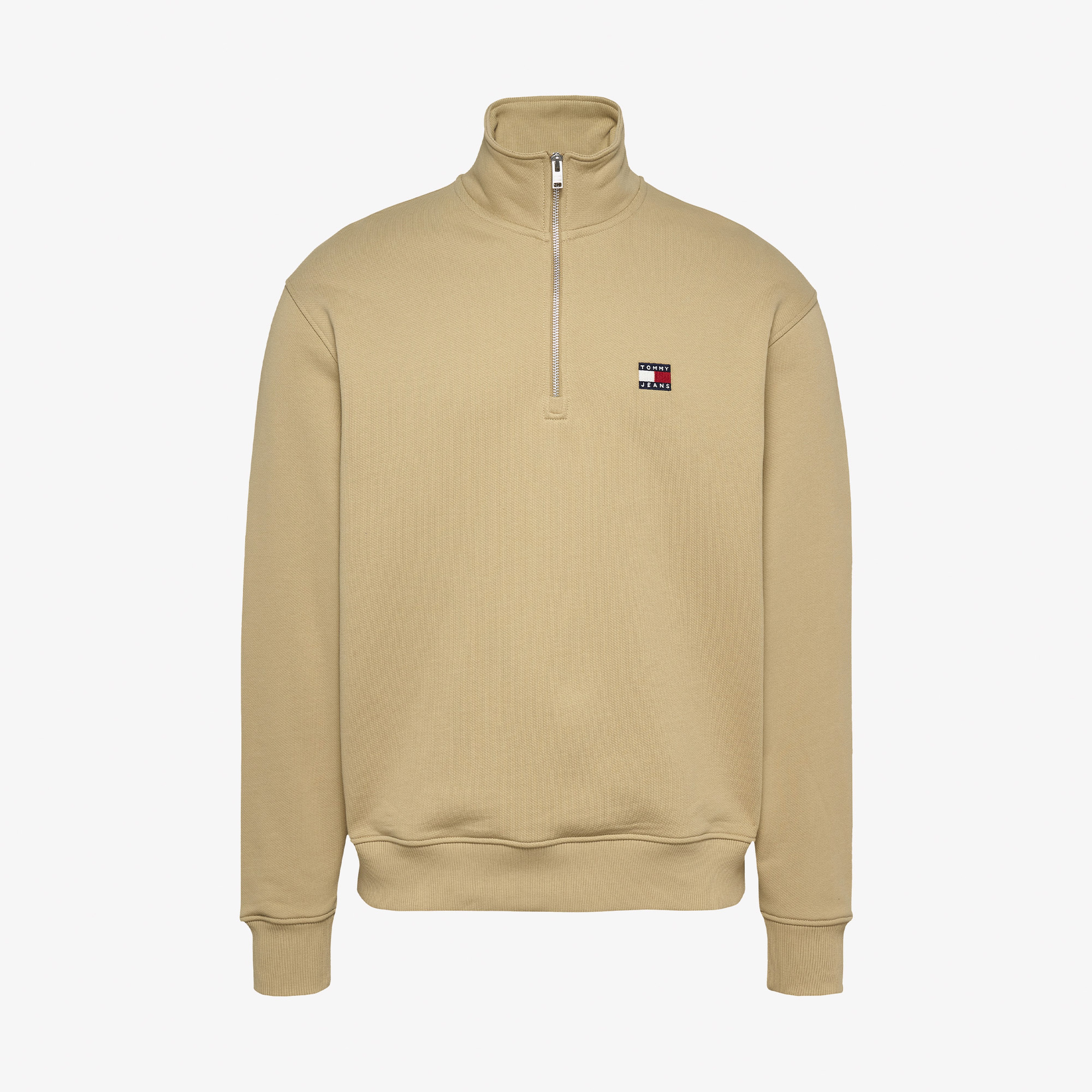 Tommy Hilfiger Tjm Rlx Badge 1/4 Zip Erkek Bej Sweatshirt