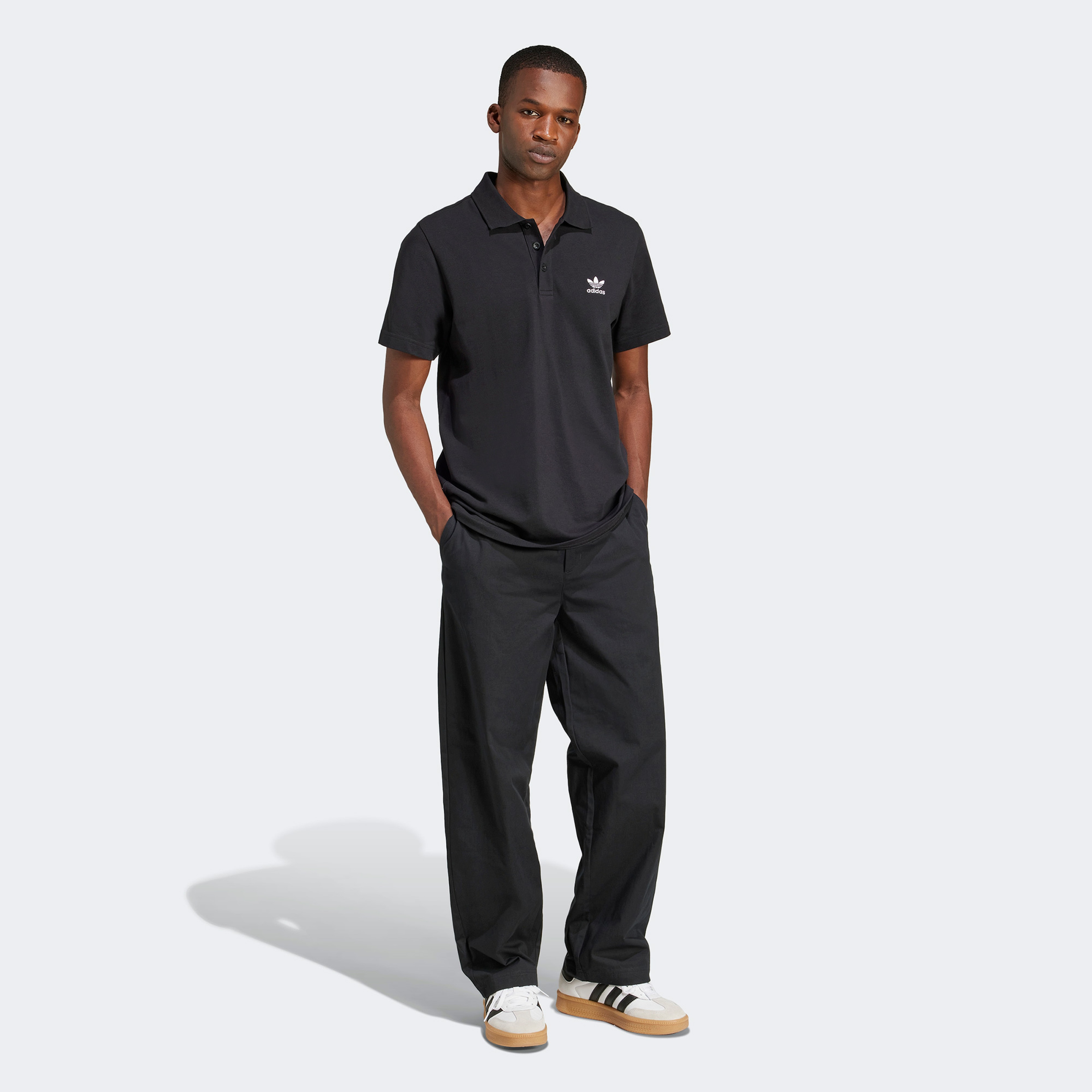 adidas Trefoil Essentials Erkek Siyah Polo T-Shirt
