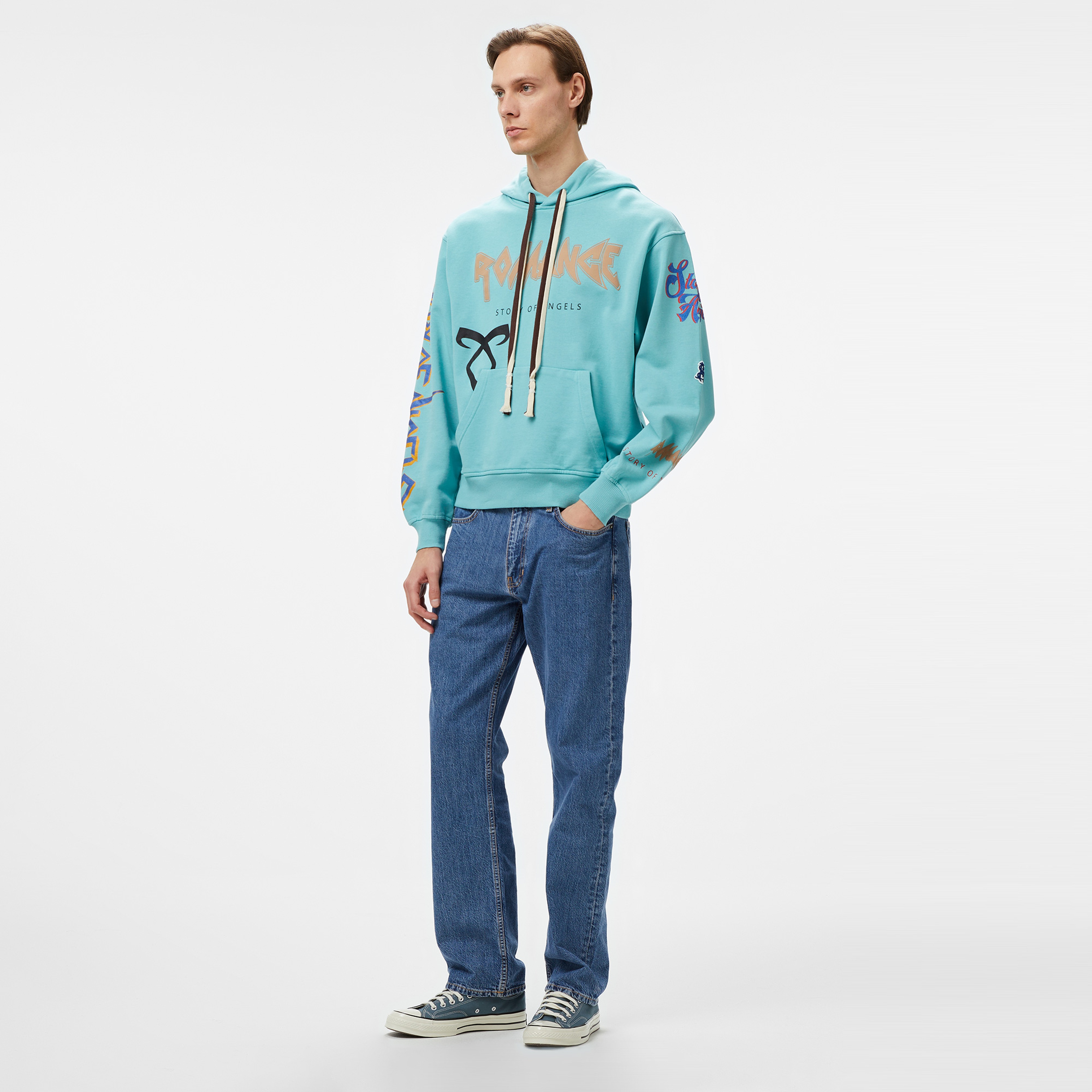 Story Of Angels Budha Dream Water Colour Erkek Mavi Hoodie