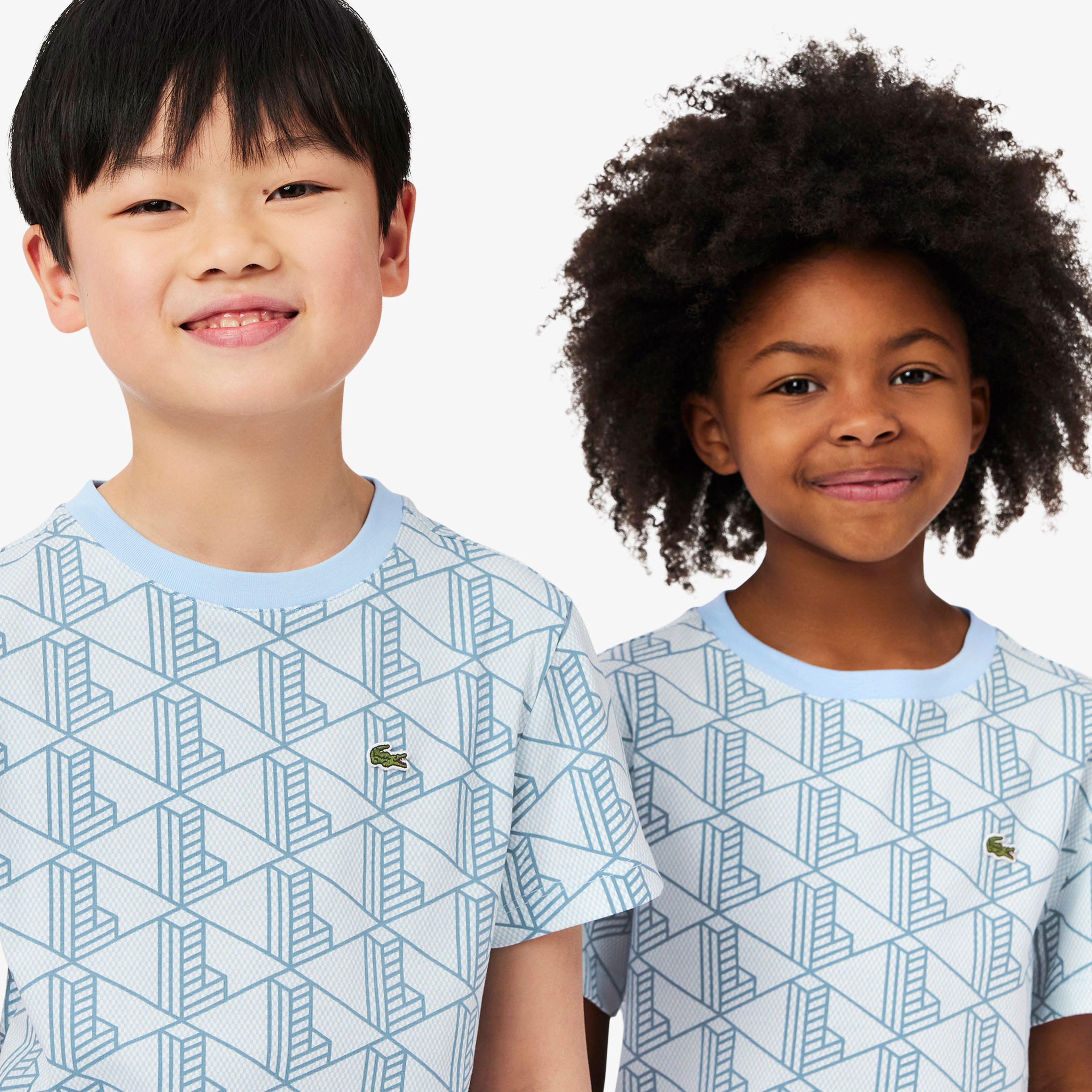 Çocuk Bisiklet Yaka Monogram Mavi T-Shirt