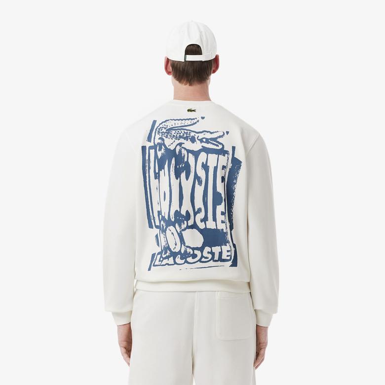 Erkek Classic Fit Bisiklet Yaka Beyaz Sweatshirt