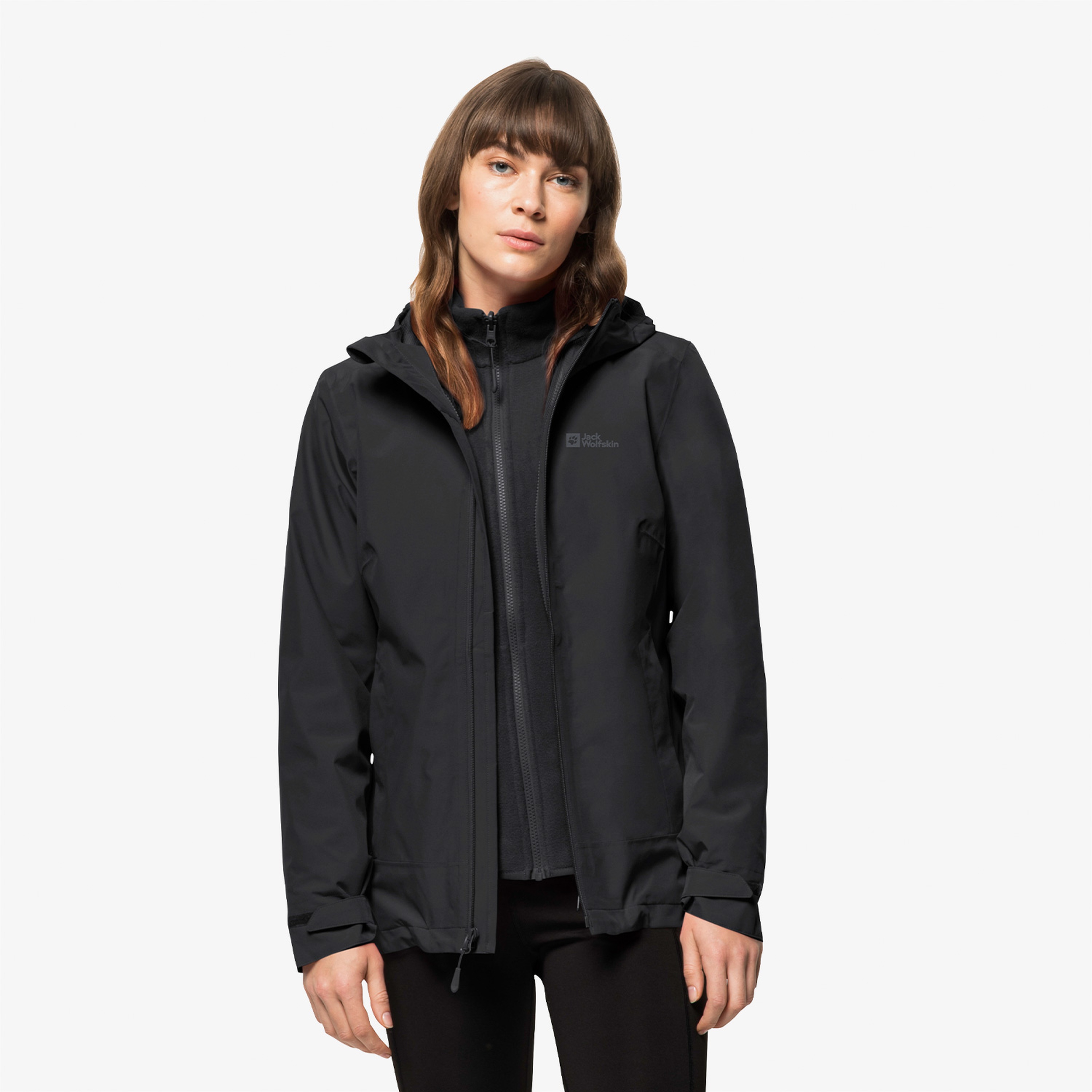 Jack Wolfskin Moonrise 3in1 Outdoor Kadın Siyah Mont