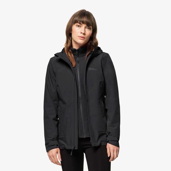 Jack Wolfskin Moonrise 3in1 Outdoor Kadın Siyah Mont