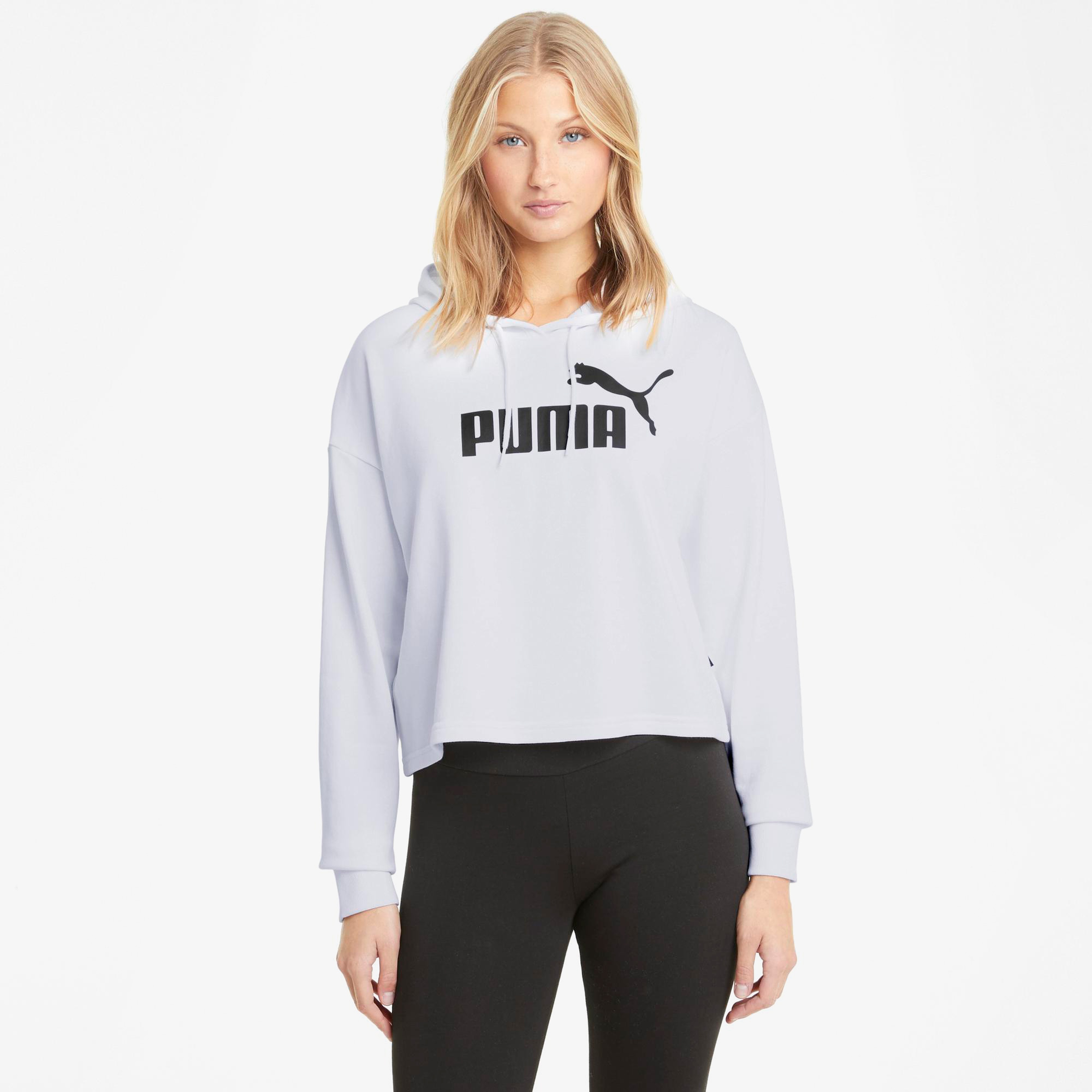 Puma Essentials Cropped Logo Rose Dust Kadın Beyaz Sweatshirt