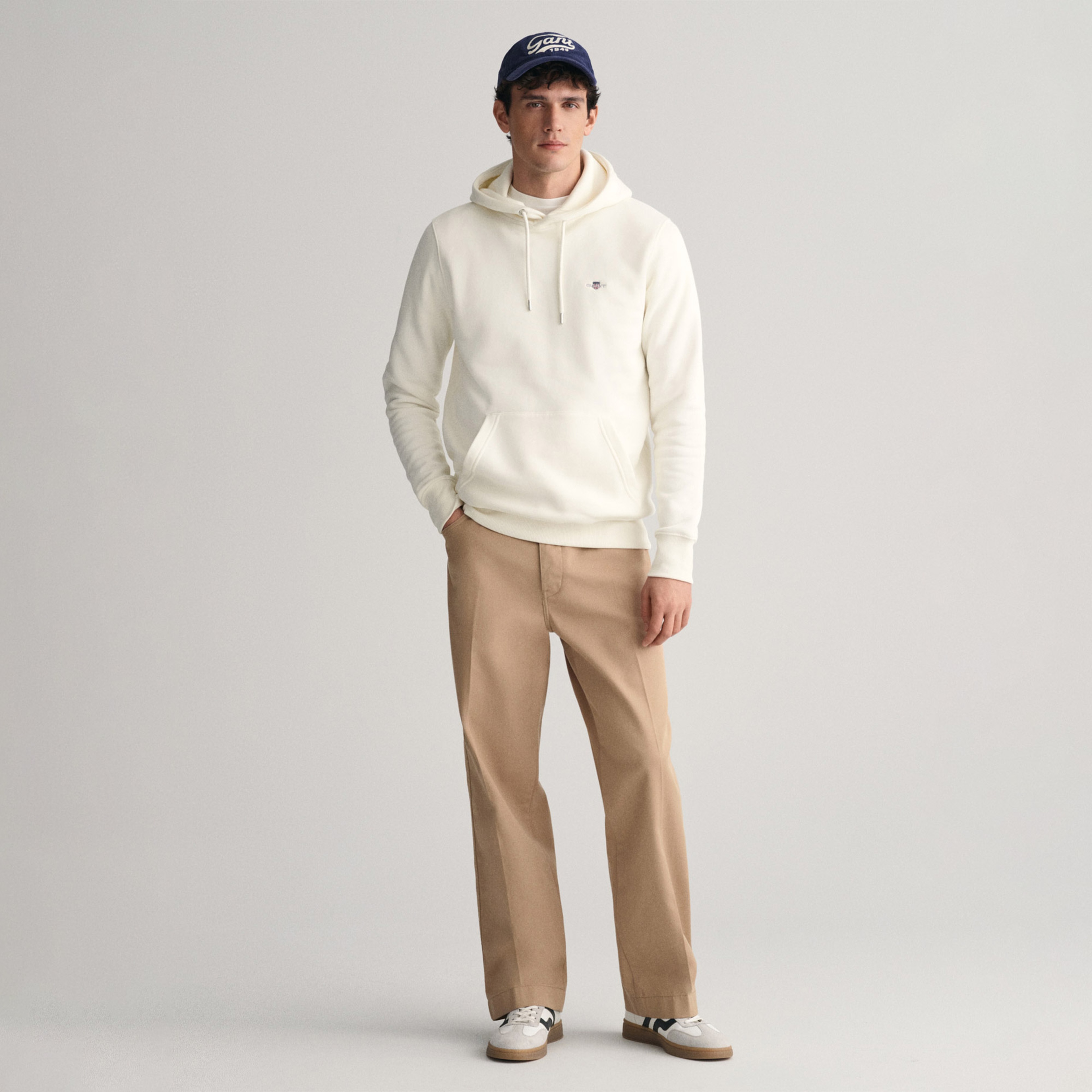 GANT Erkek Krem Regular Fit Kapüşonlu Sweatshirt