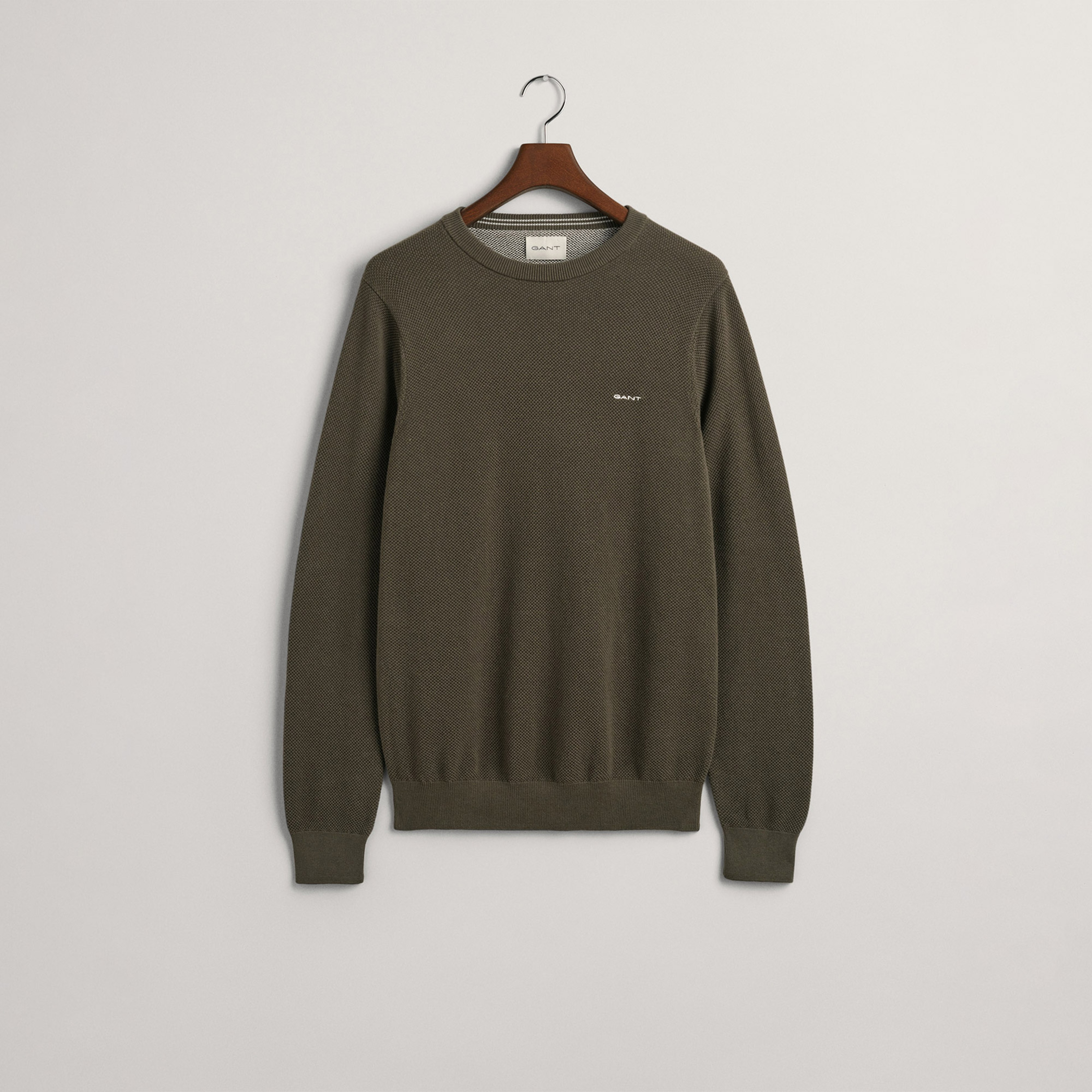 GANT Erkek Yeşil Regular Fit Bisiklet Yaka Kazak