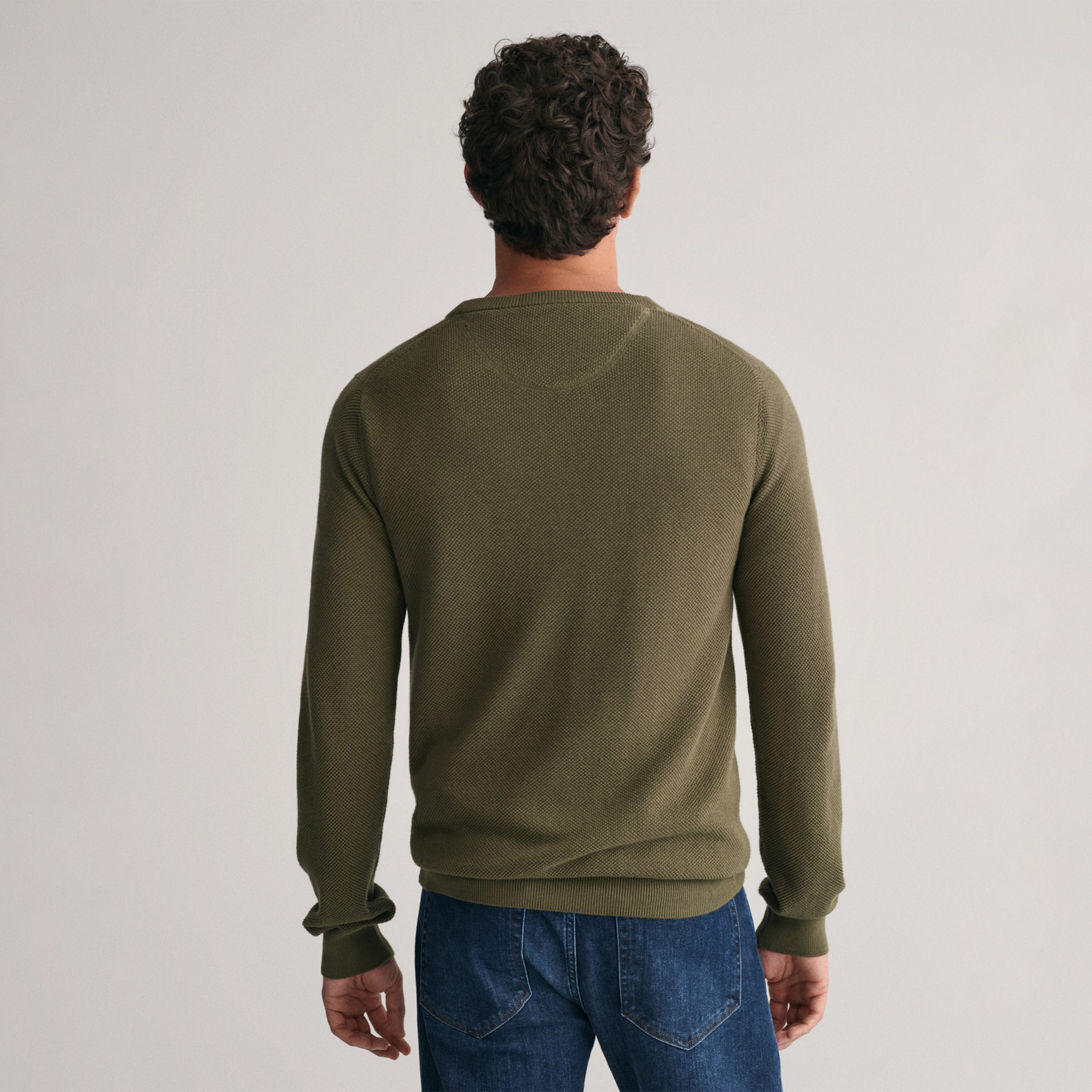 GANT Erkek Yeşil Regular Fit Bisiklet Yaka Kazak