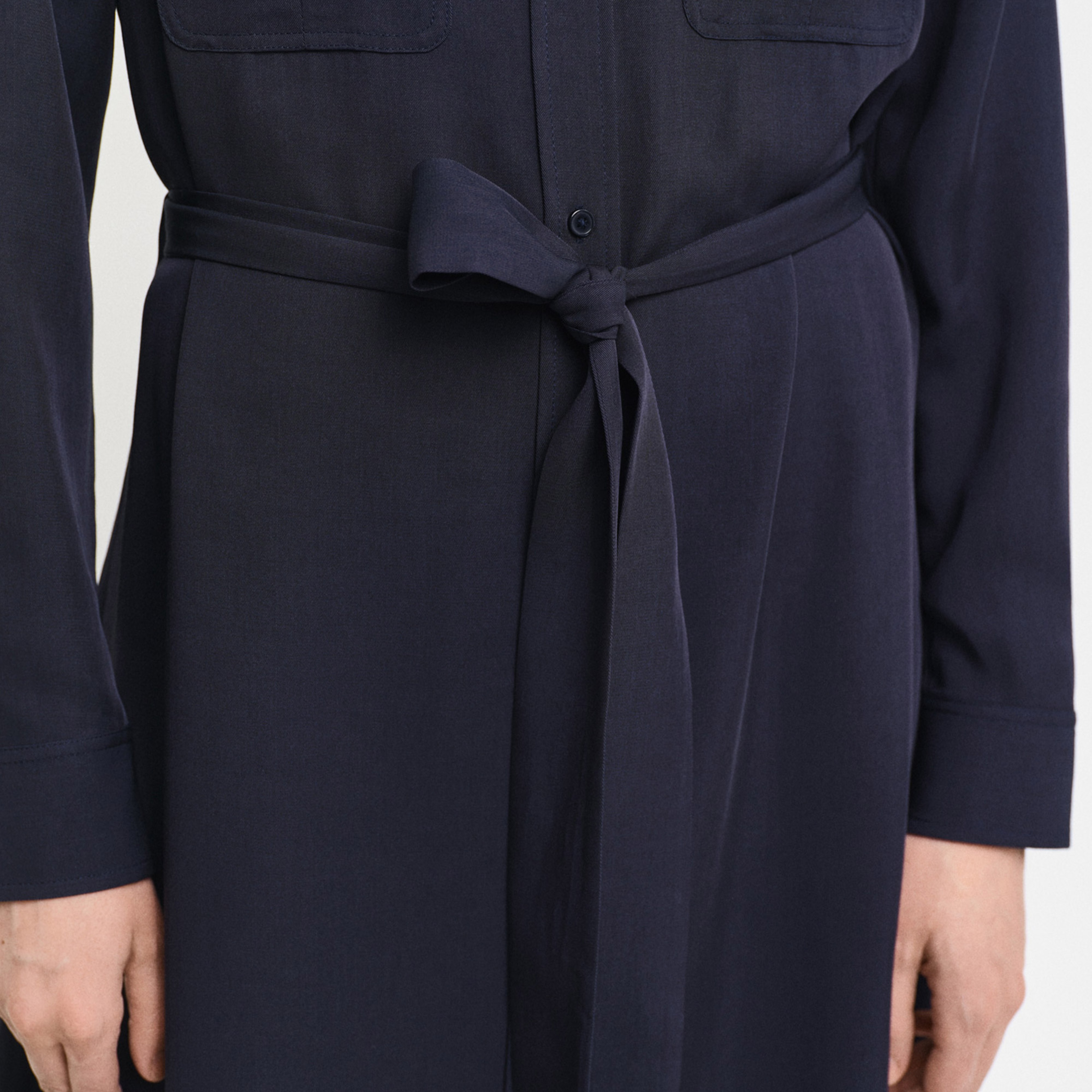 GANT Kadın Lacivert Regular Fit Düğmeli Yaka Elbise