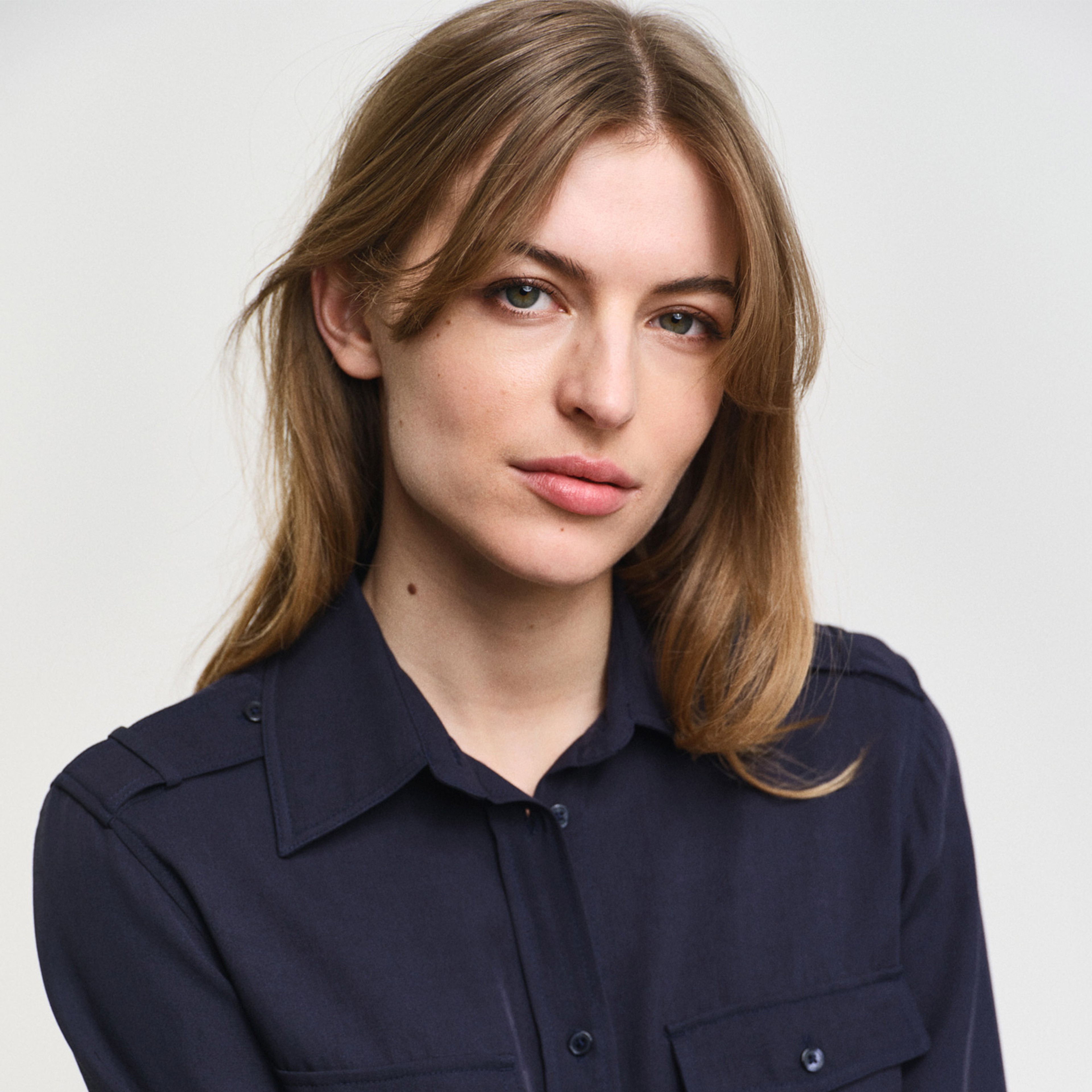 GANT Kadın Lacivert Regular Fit Düğmeli Yaka Elbise