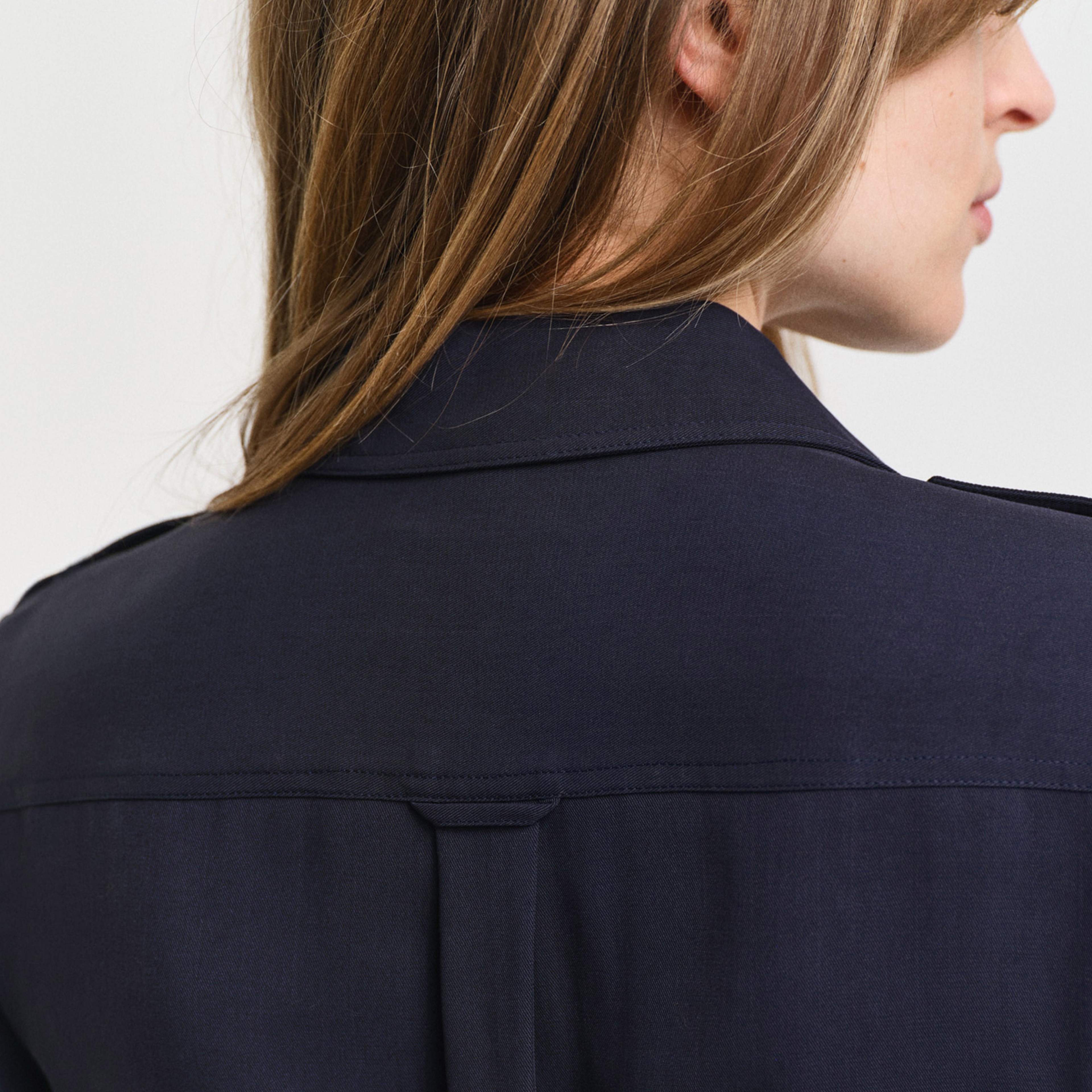 GANT Kadın Lacivert Regular Fit Düğmeli Yaka Elbise