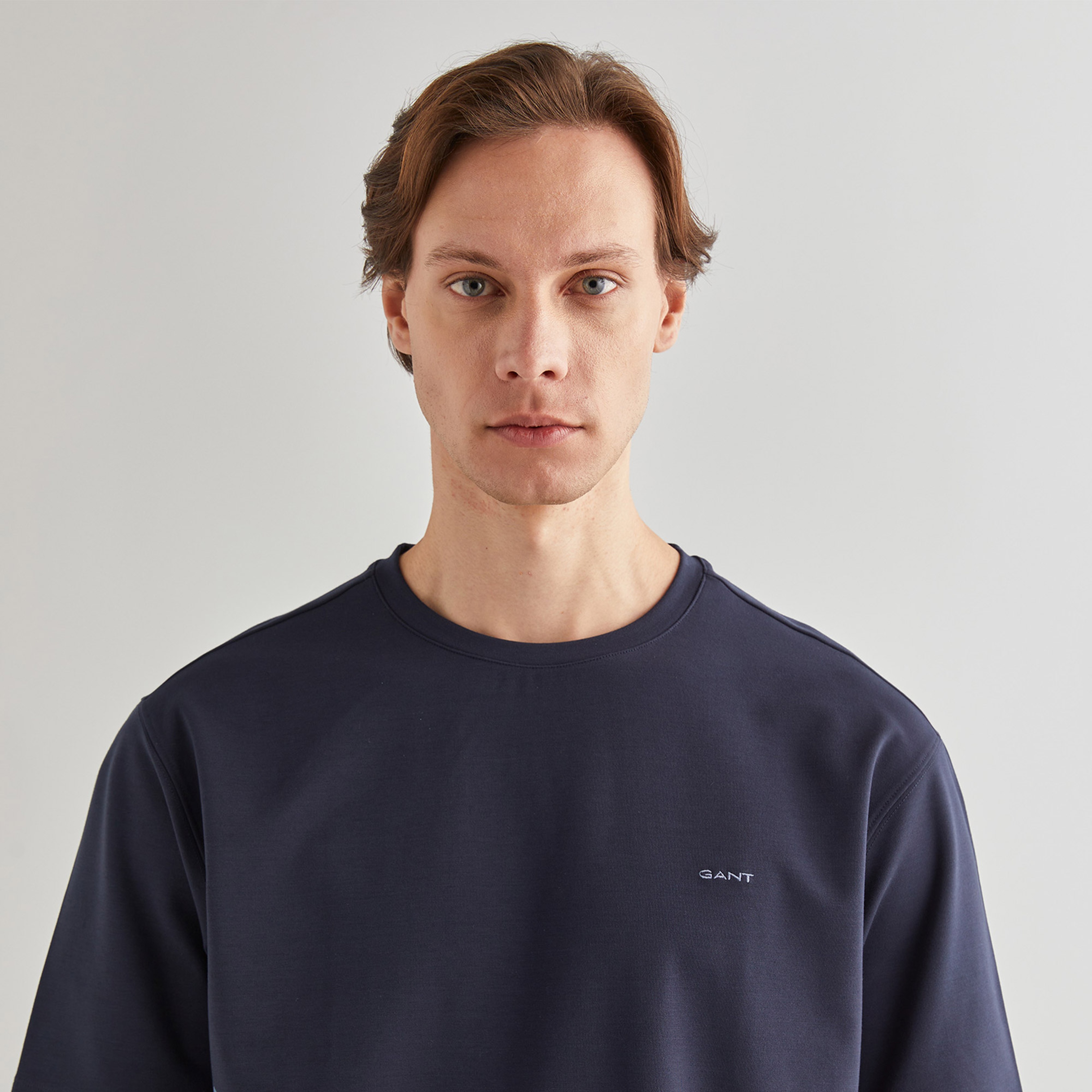 GANT Erkek Lacivert Regular Fit Bisiklet Yaka Logolu T-Shirt