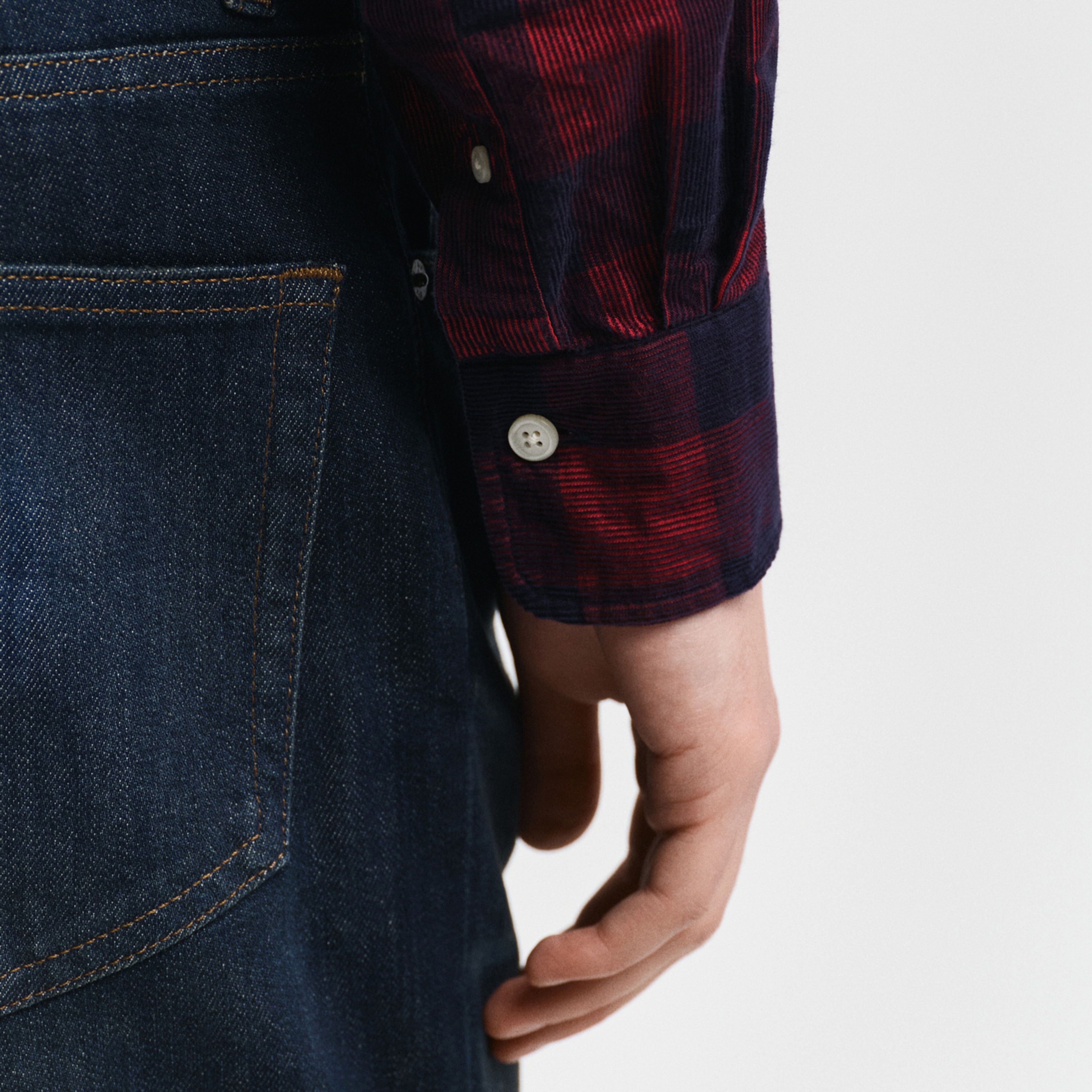 GANT Erkek Kırmızı Regular Fit Düğmeli Yaka Kareli Gömlek