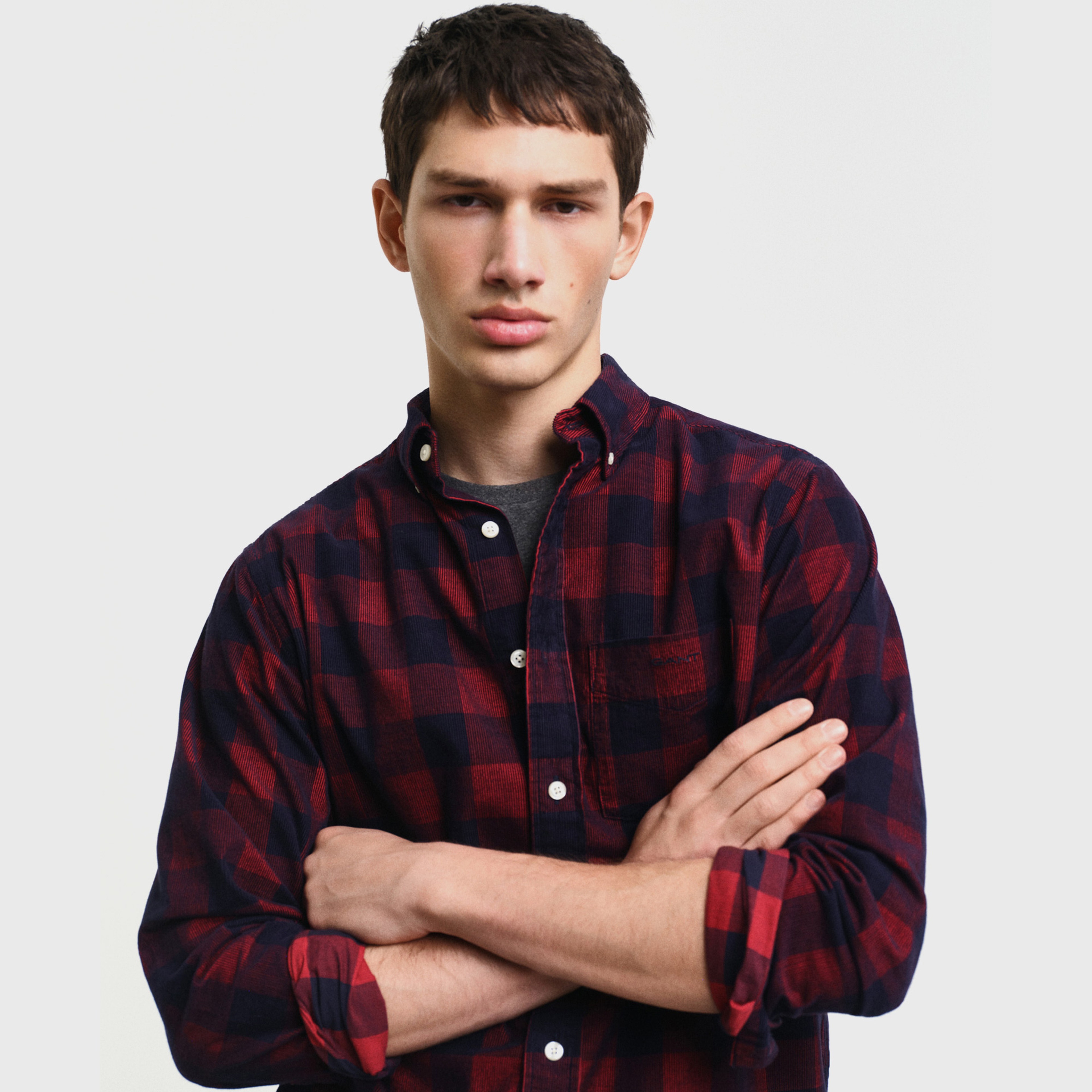 GANT Erkek Kırmızı Regular Fit Düğmeli Yaka Kareli Gömlek