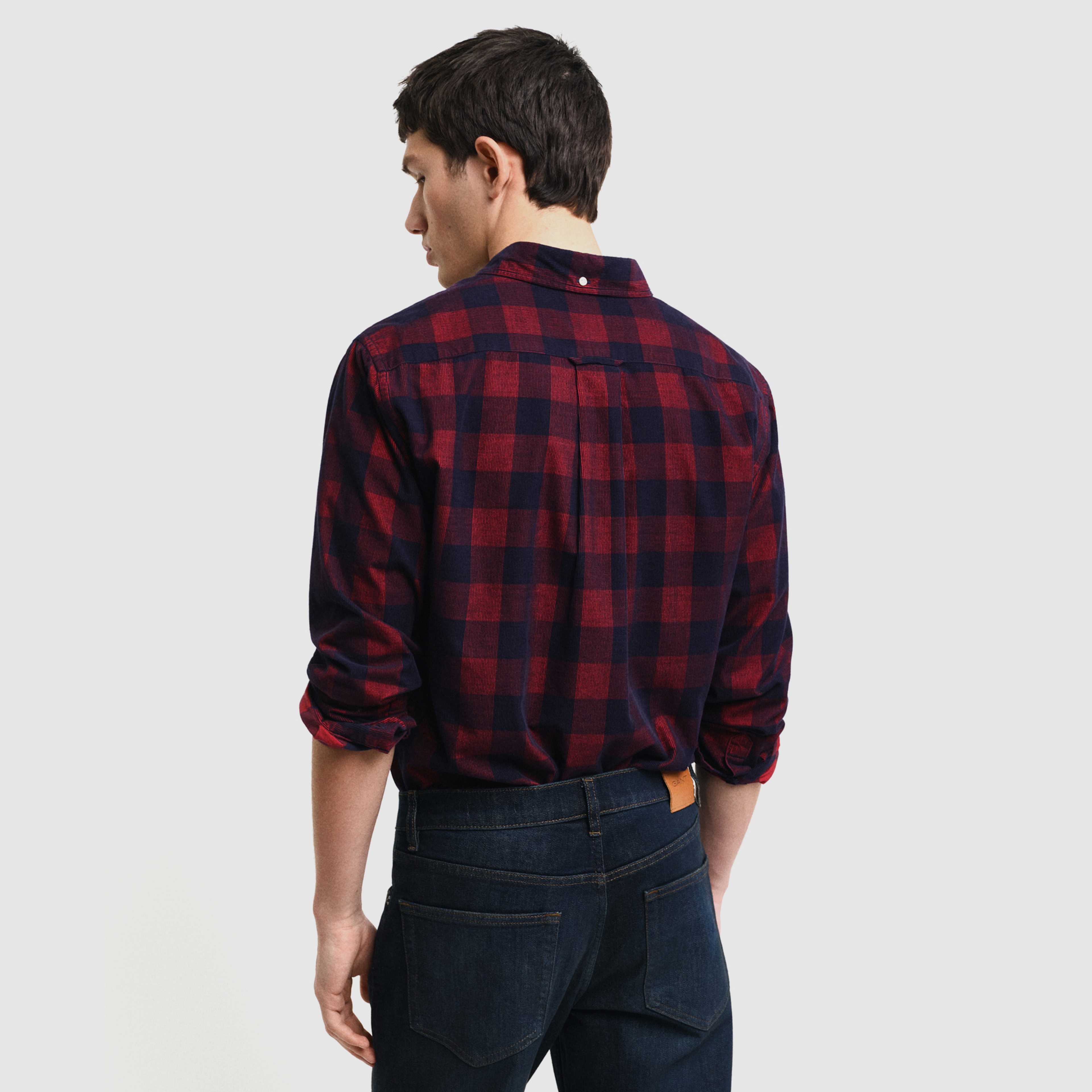 GANT Erkek Kırmızı Regular Fit Düğmeli Yaka Kareli Gömlek