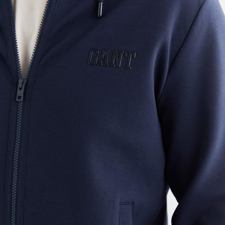 GANT Erkek Lacivert Relaxed Fit Kapüşonlu Logolu Sweatshirt