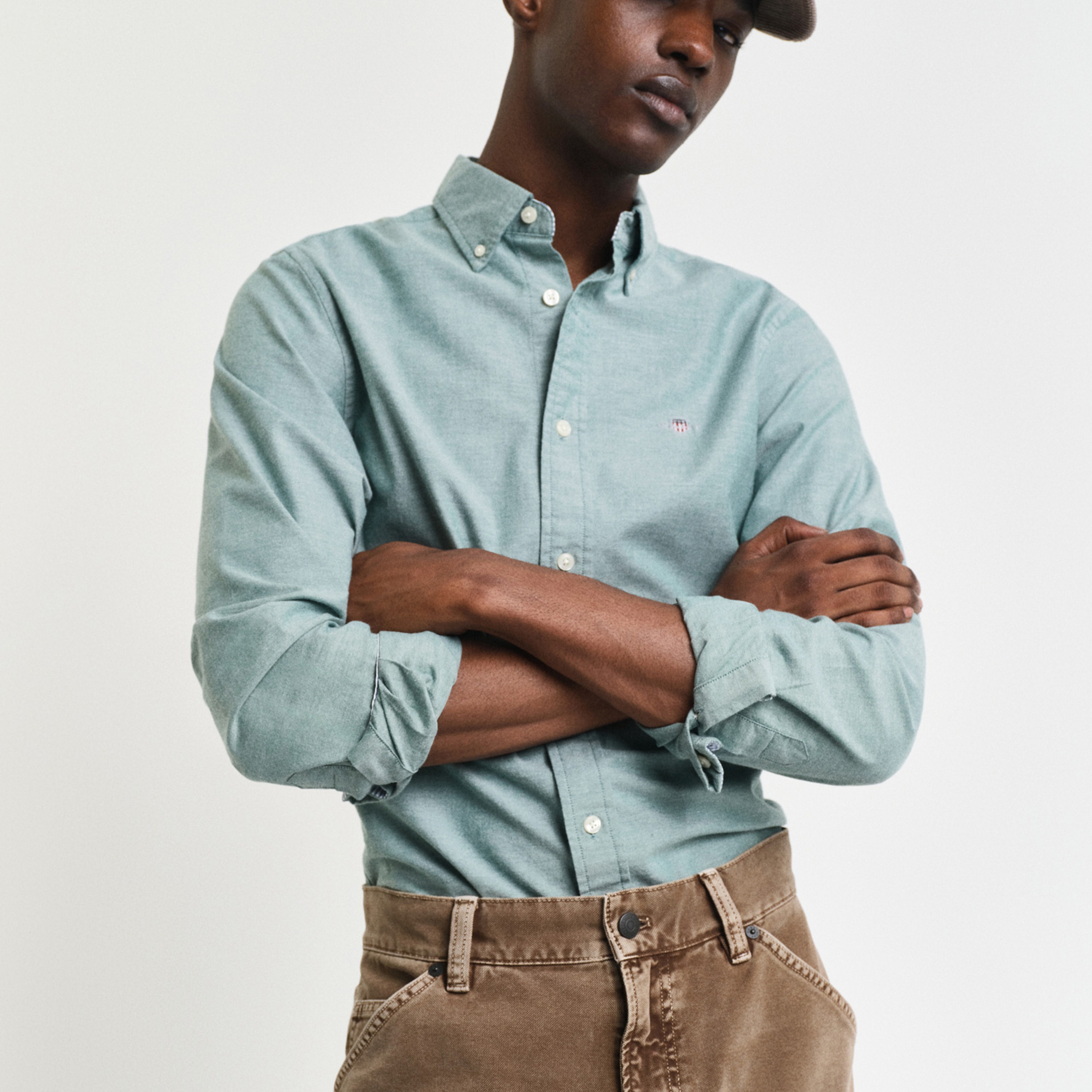 GANT Erkek Yeşil Slim Fit Düğmeli Yaka Oxford Gömlek