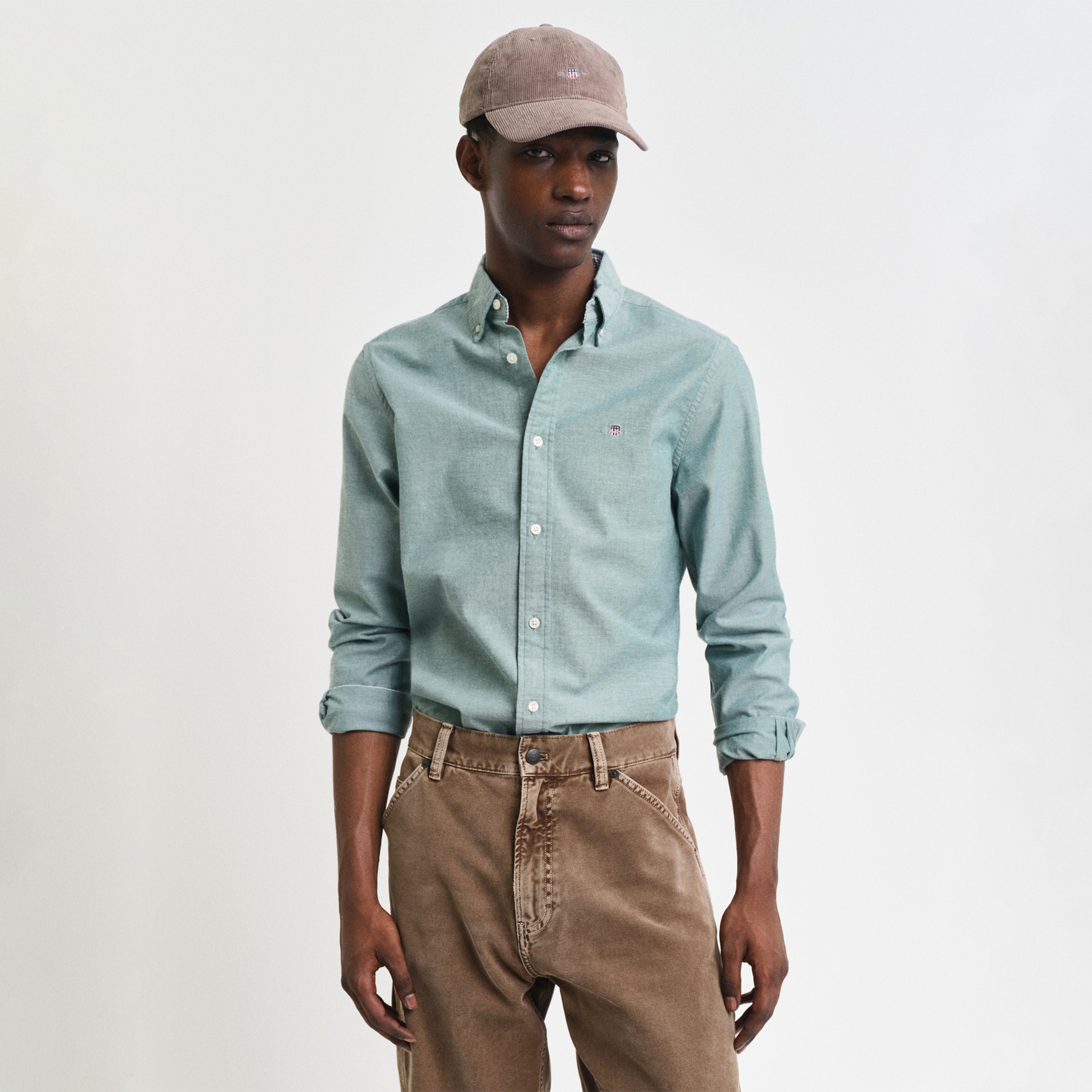 GANT Erkek Yeşil Slim Fit Düğmeli Yaka Oxford Gömlek