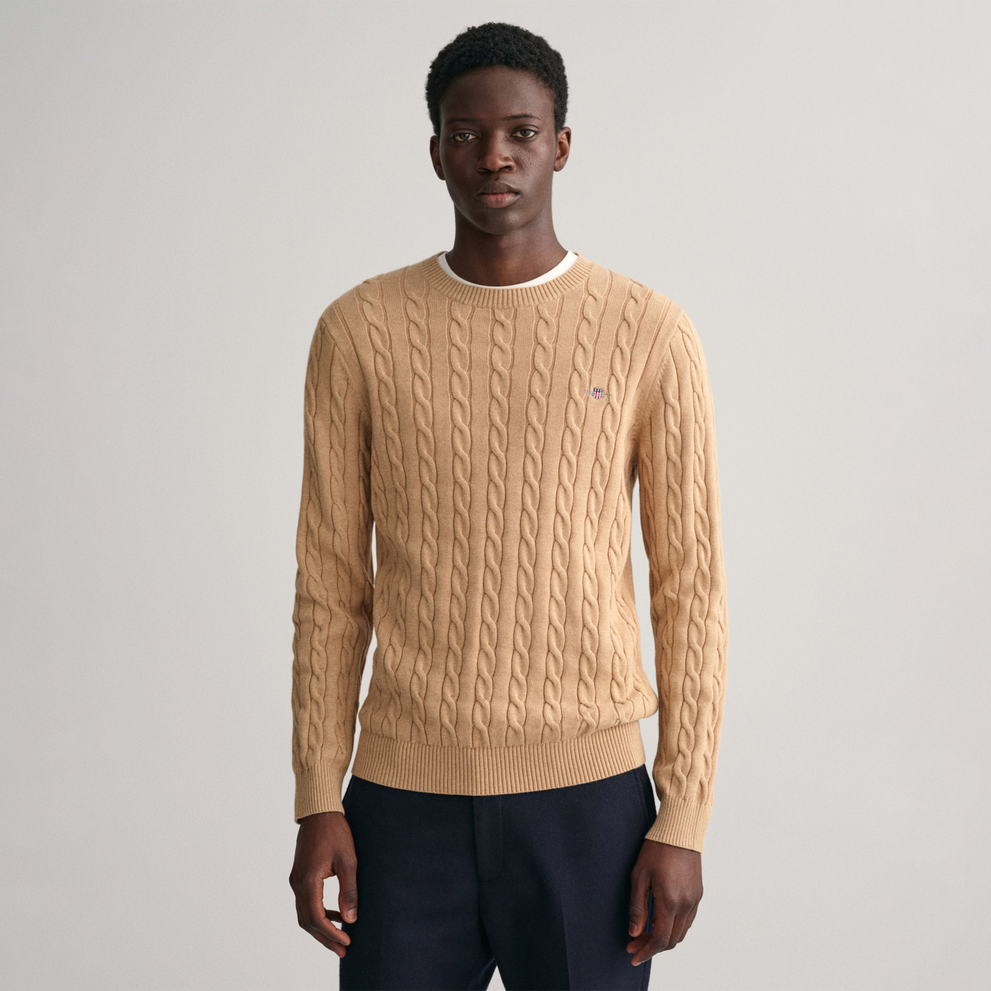 GANT Erkek Bej Regular Fit Bisiklet Yaka Kazak