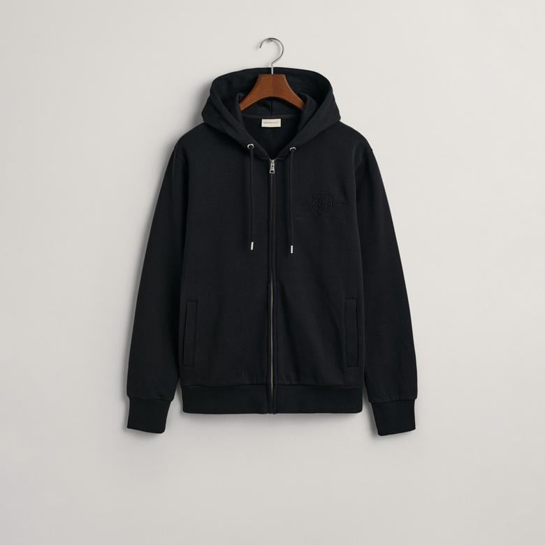 GANT Erkek Siyah Regular Fit Fermuarlı Logolu Sweatshirt