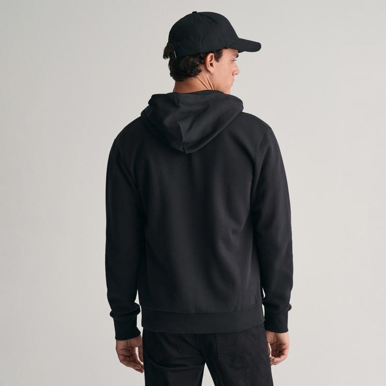 GANT Erkek Siyah Regular Fit Fermuarlı Logolu Sweatshirt