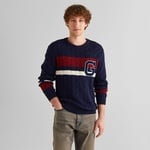 GANT Erkek Lacivert Relaxed Fit Bisiklet Yaka Renk Bloklu Kazak