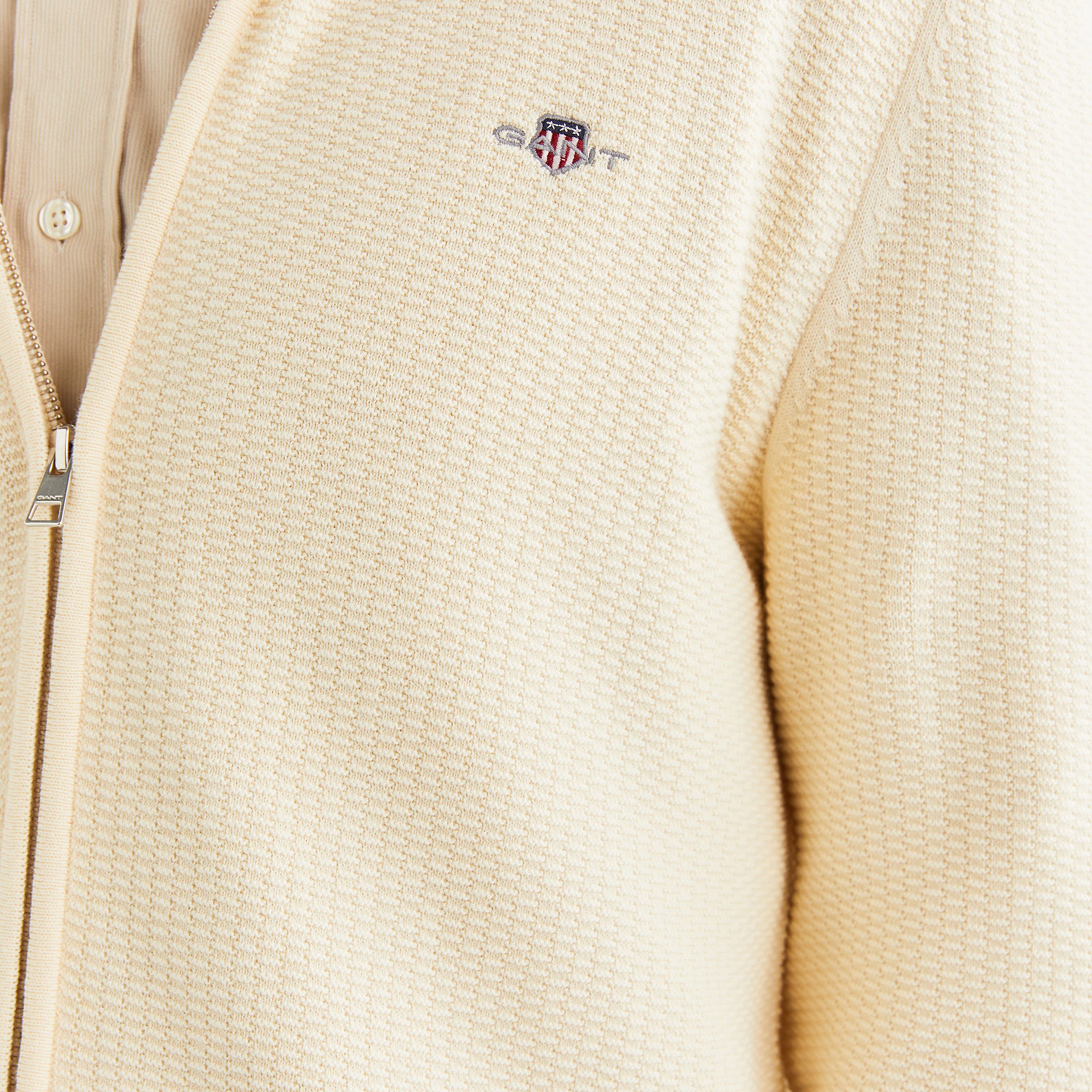 GANT Erkek Krem Regular Fit Fermuarlı Hırka