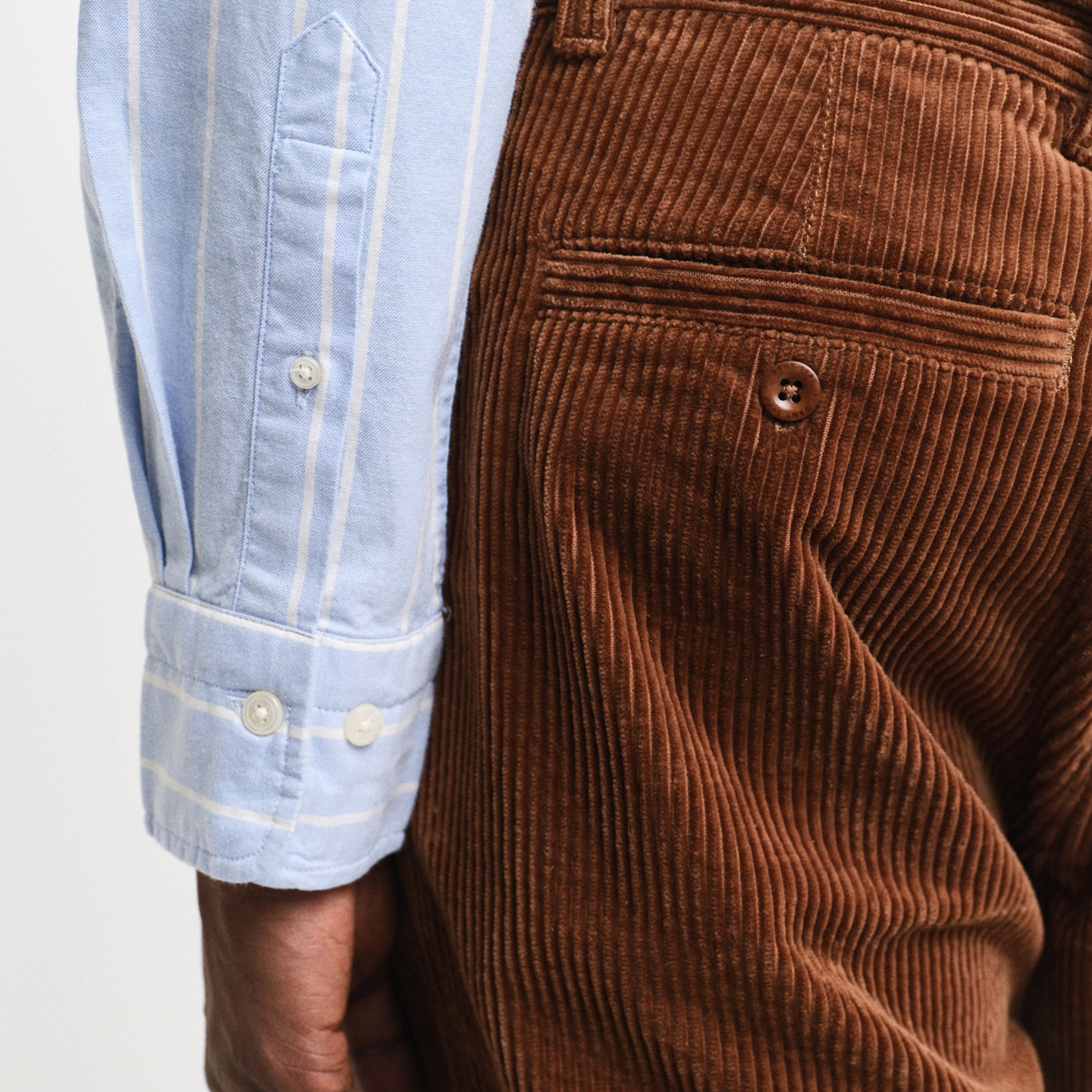 GANT Erkek Mavi Slim Fit Düğmeli Yaka Çizgili Oxford Gömlek