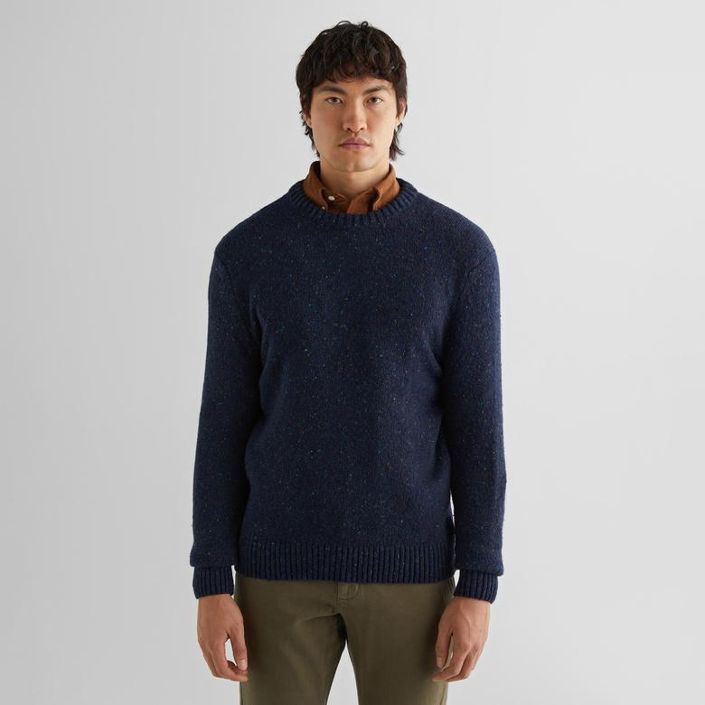 GANT Erkek Lacivert Regular Fit Bisiklet Yaka Kazak