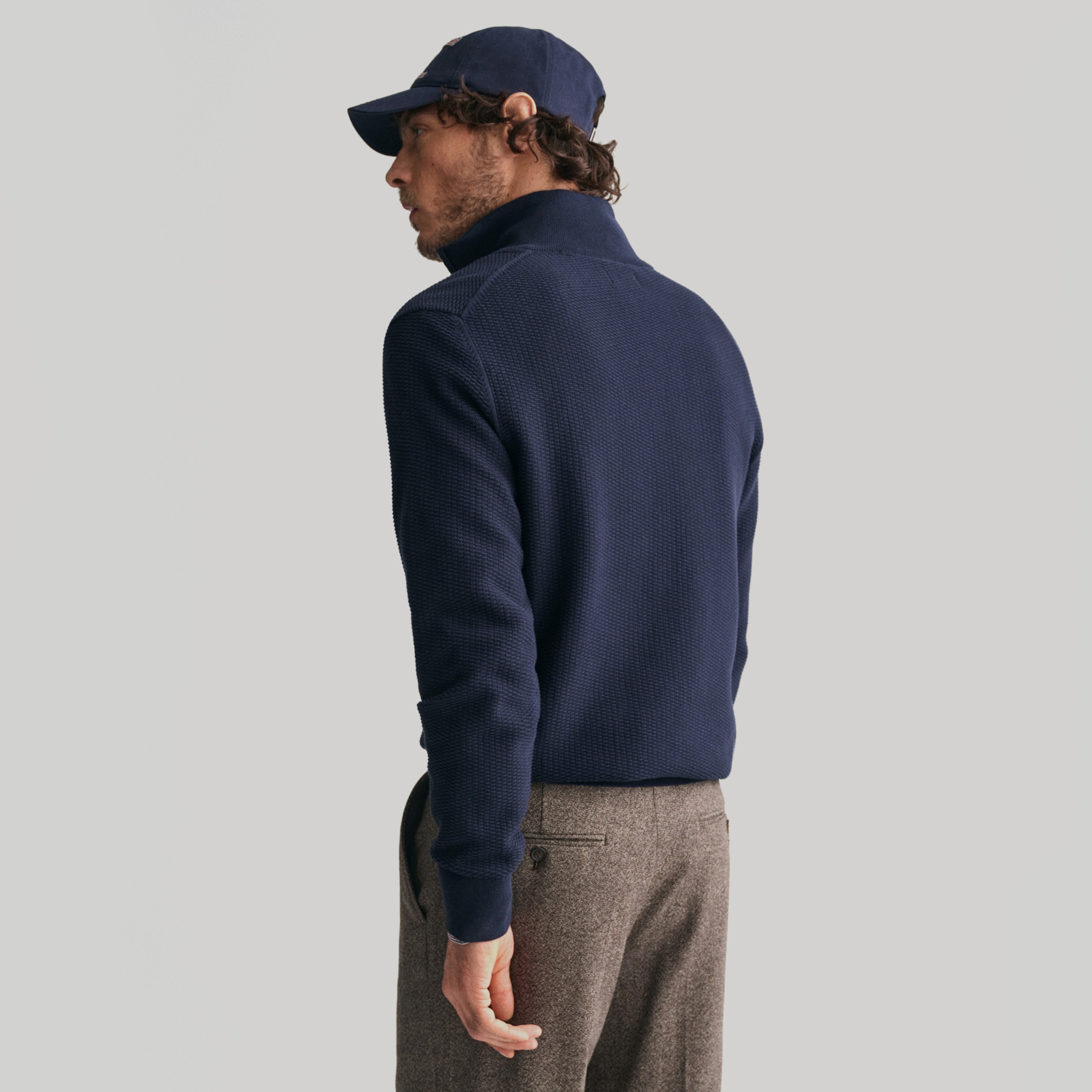 GANT Erkek Lacivert Regular Fit Yarım Fermuarlı Kazak