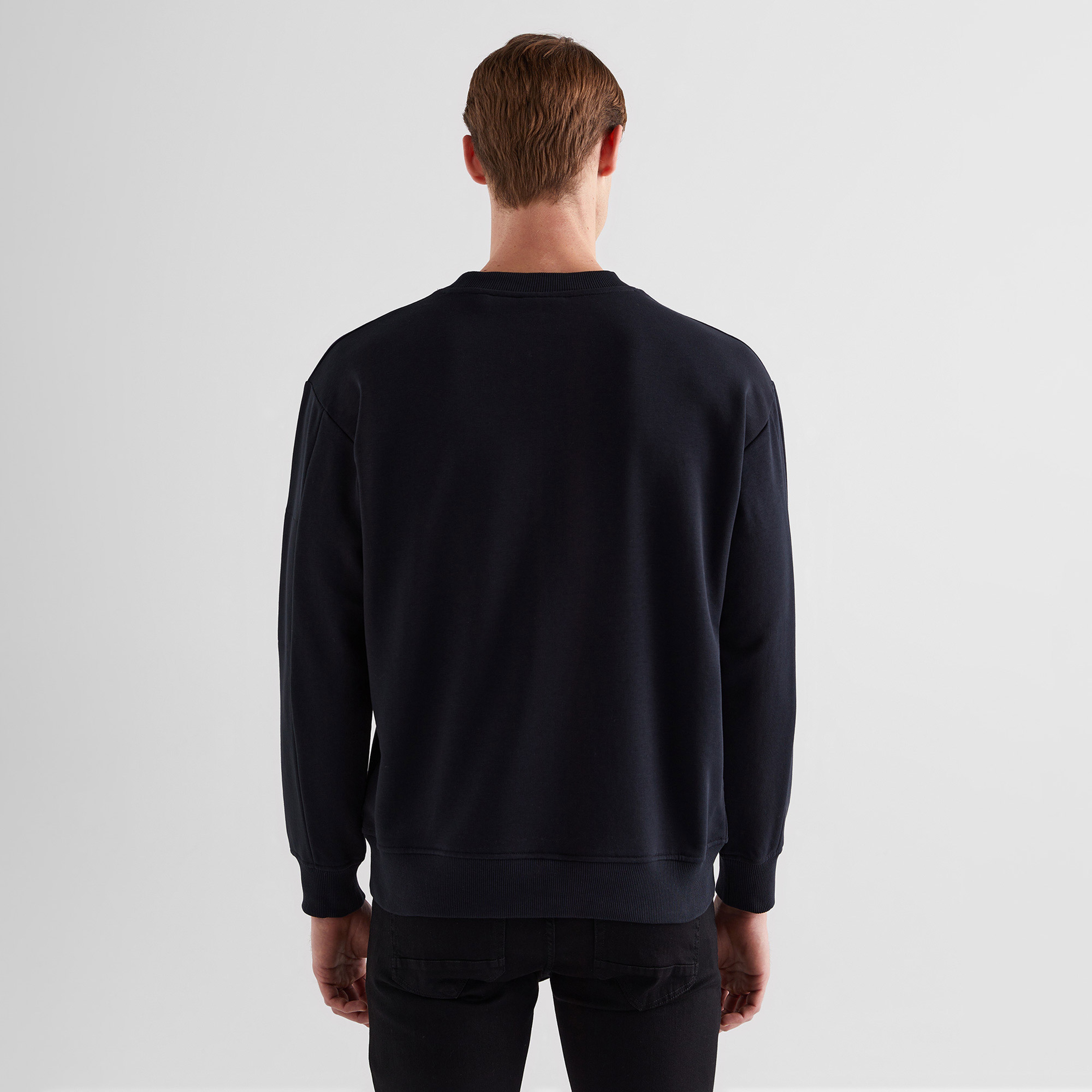 GANT Erkek Siyah Relaxed Fit Bisiklet Yaka Logolu Sweatshirt