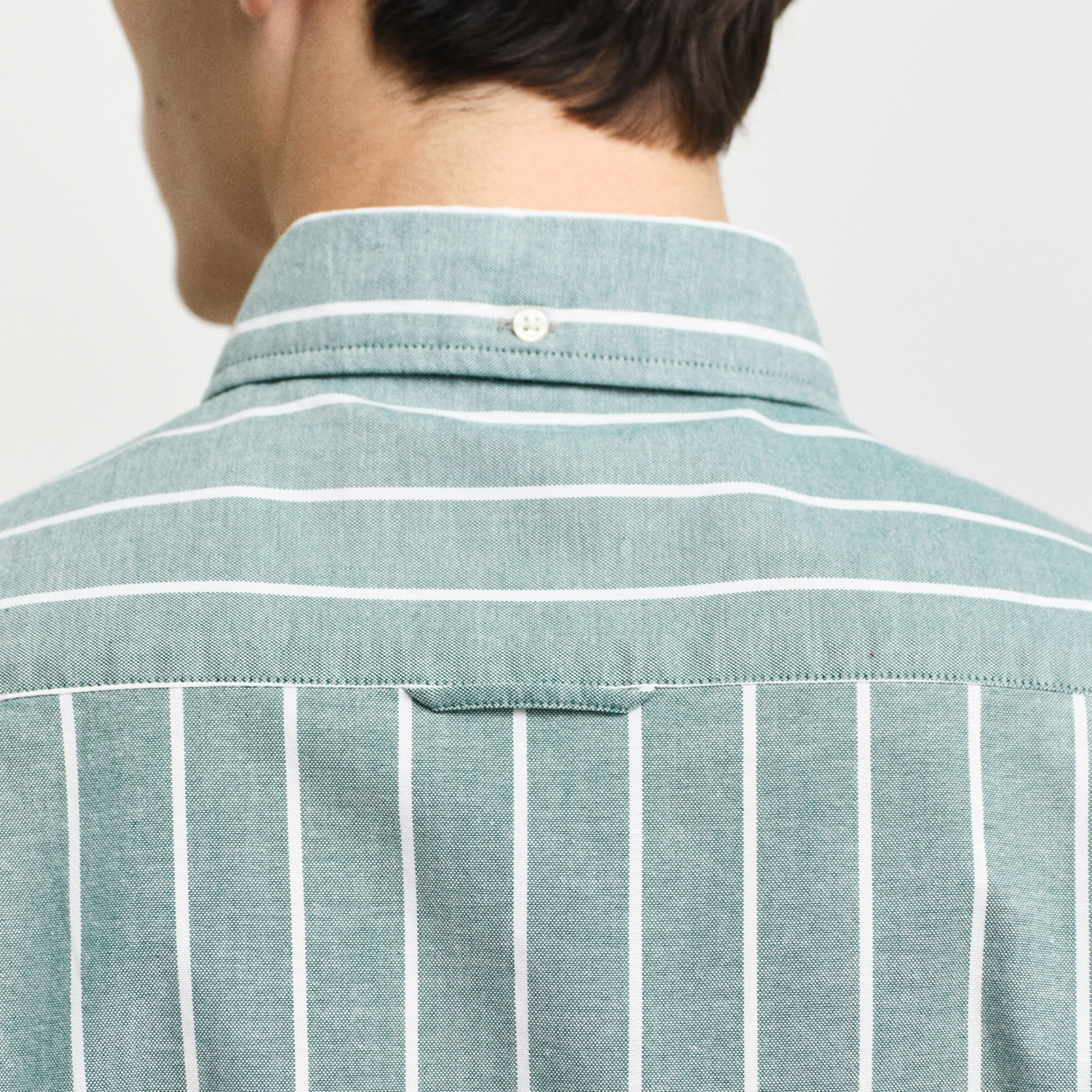 GANT Erkek Yeşil Slim Fit Düğmeli Yaka Çizgili Oxford Gömlek