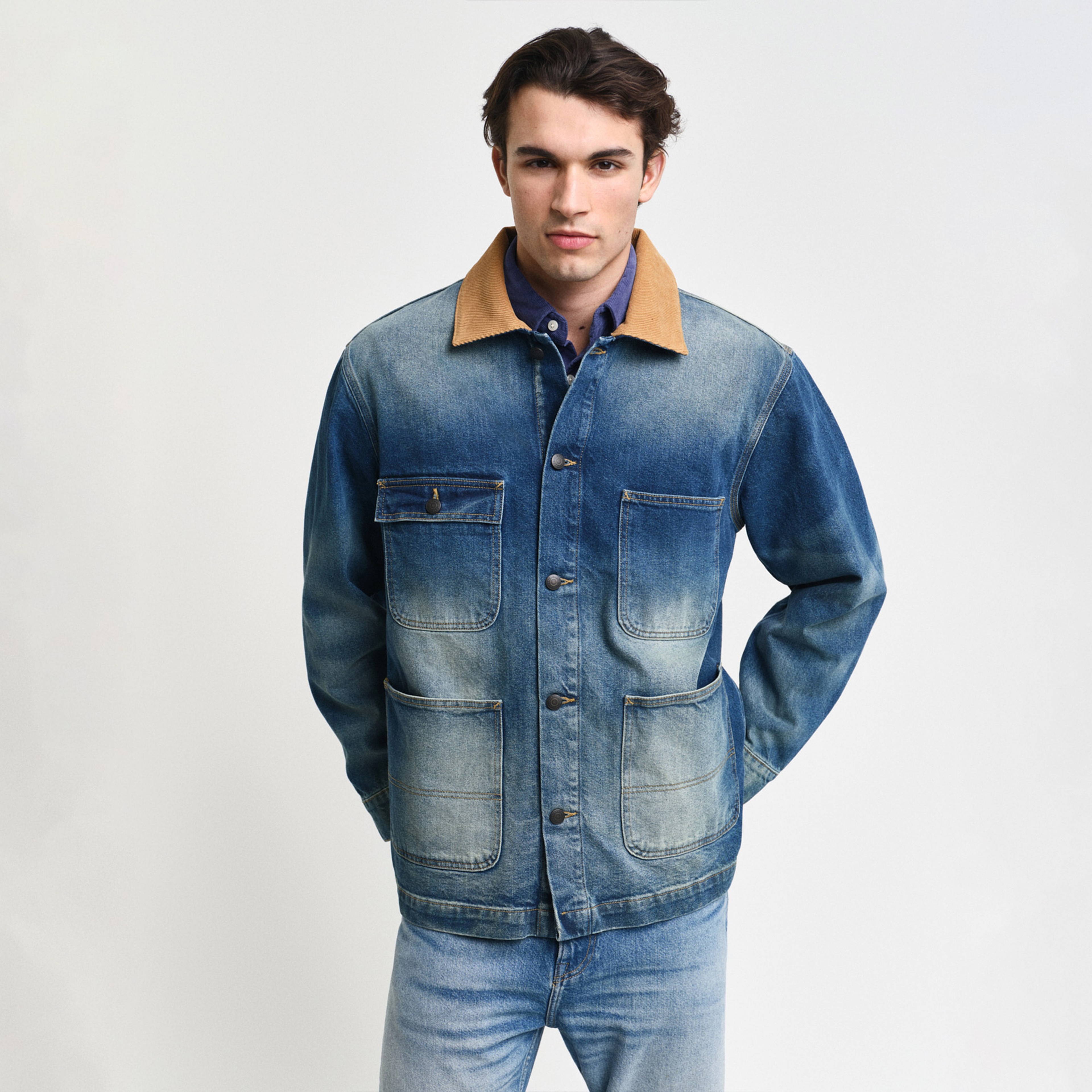 GANT Erkek Mavi Klasik Yaka Denim Ceket