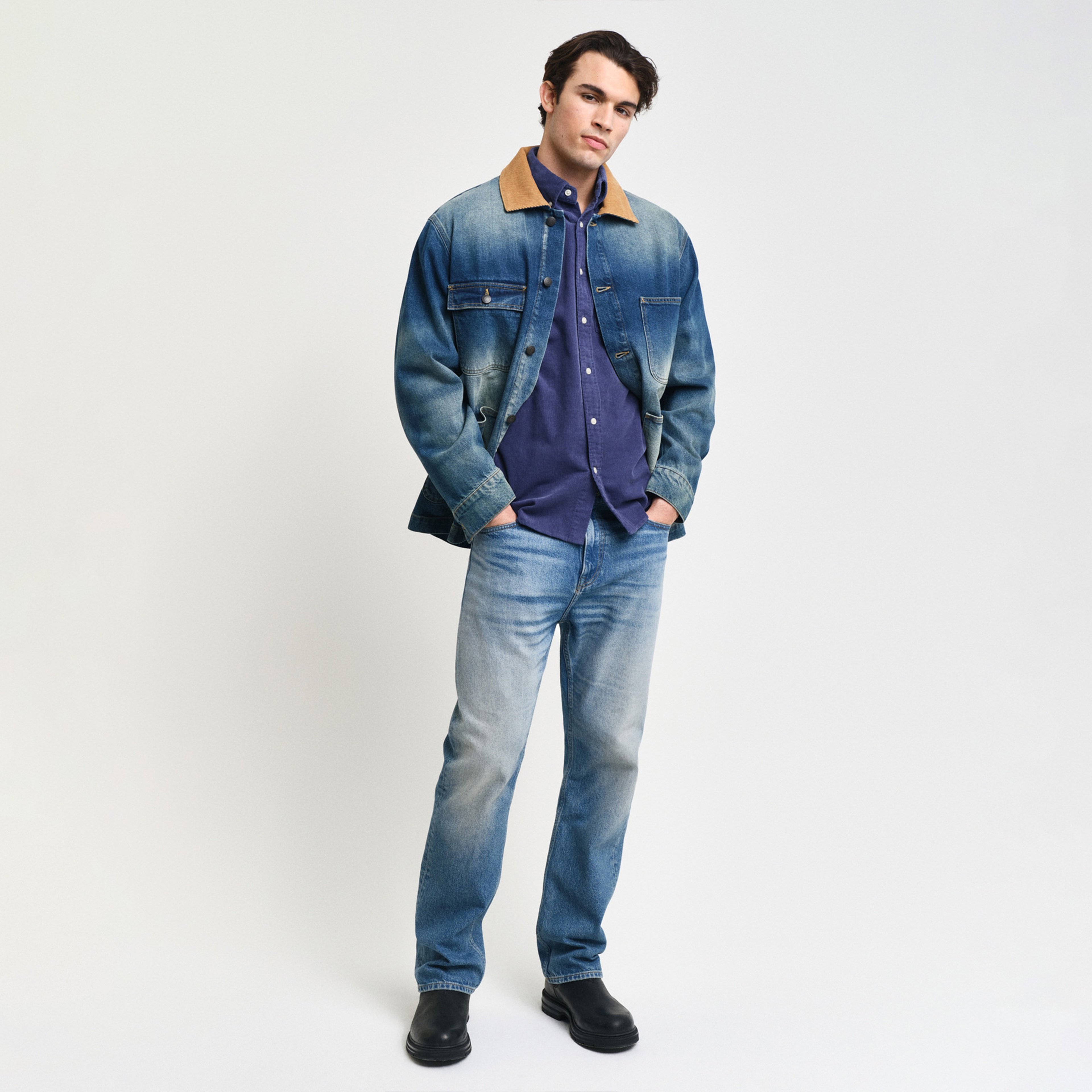 GANT Erkek Mavi Klasik Yaka Denim Ceket